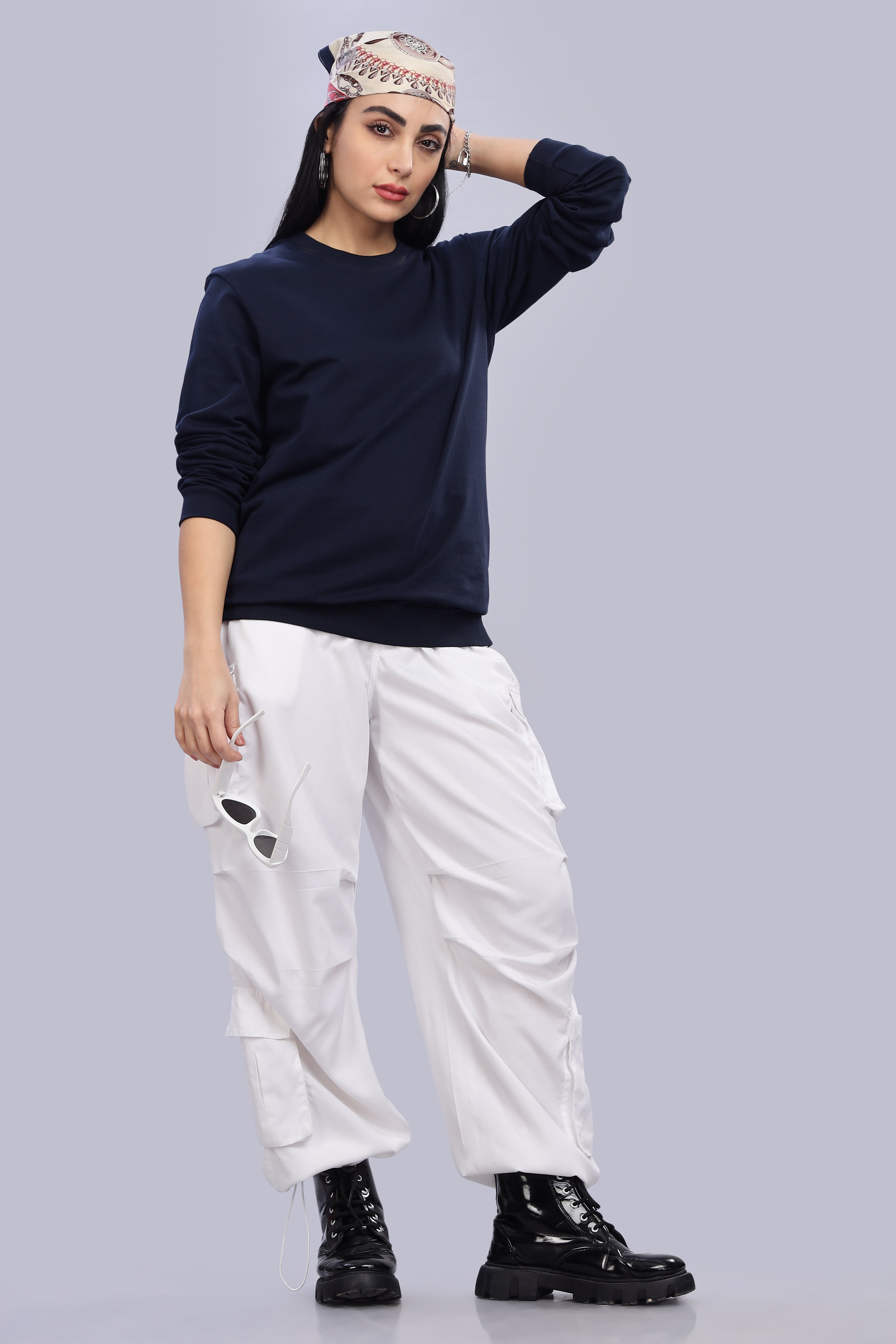Navy Blue Pure Cotton Women’s Sweatshirt