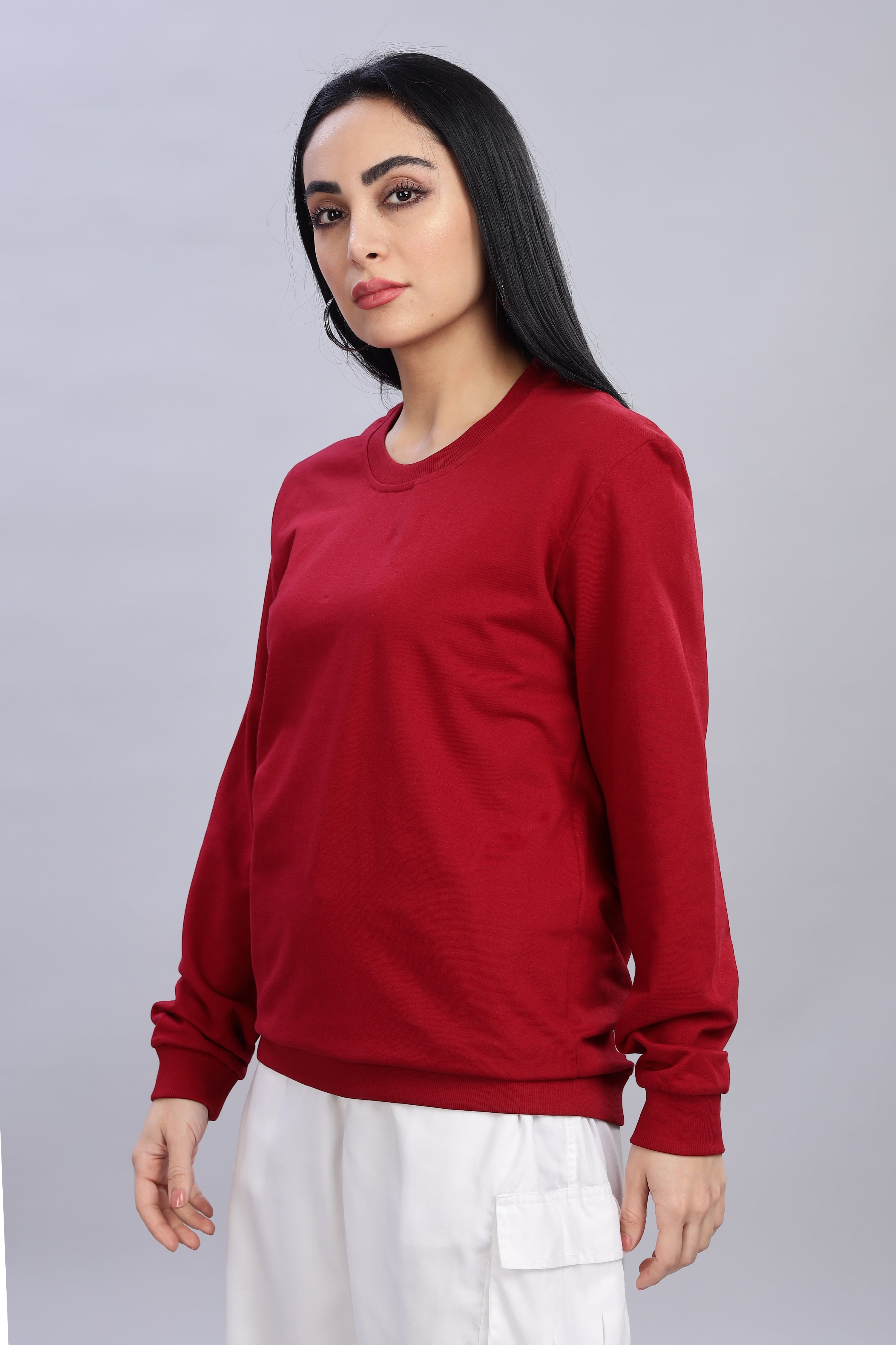 Burgundy Pure Cotton Women’s Sweatshirt