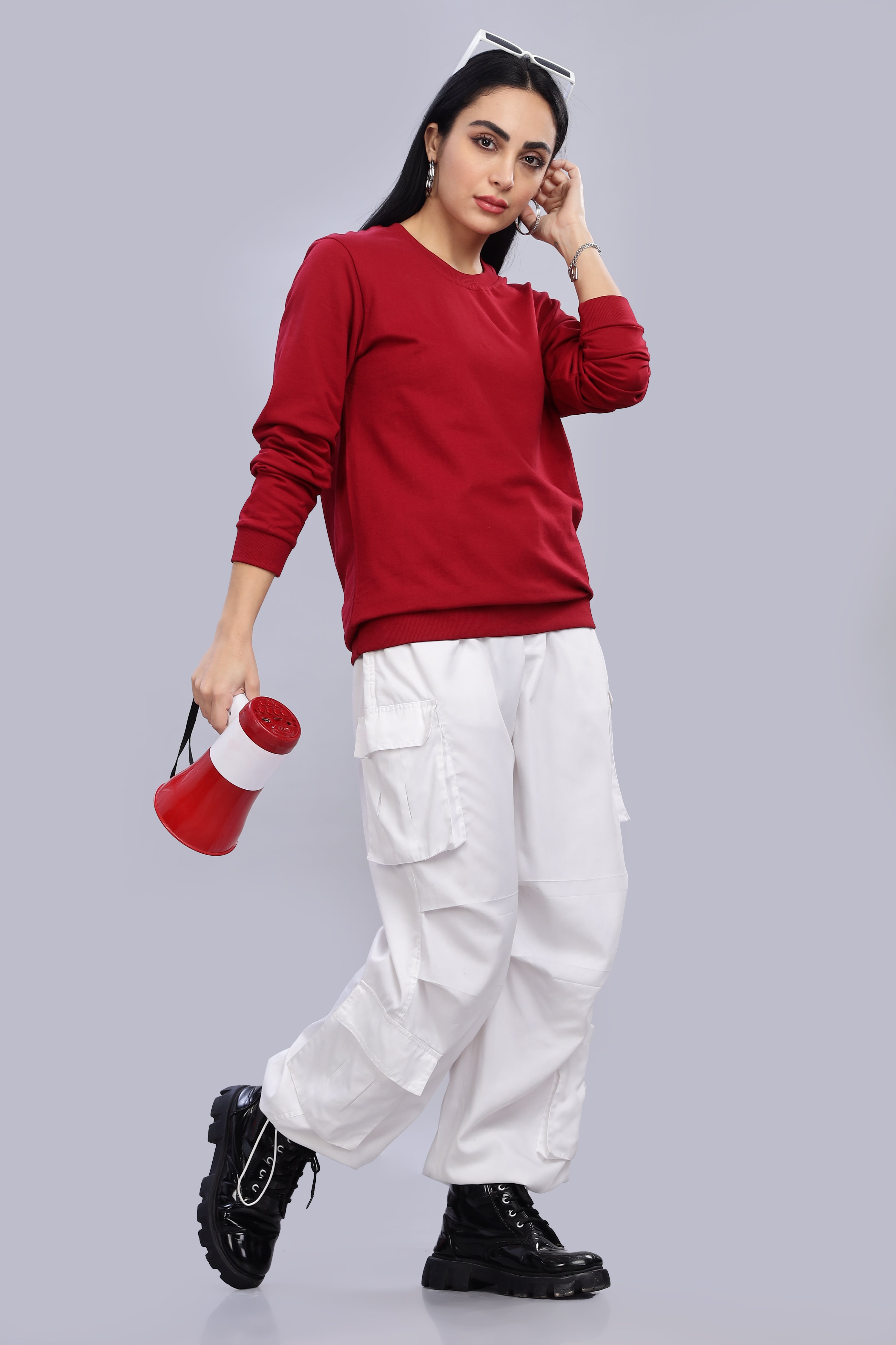 Burgundy Pure Cotton Women’s Sweatshirt