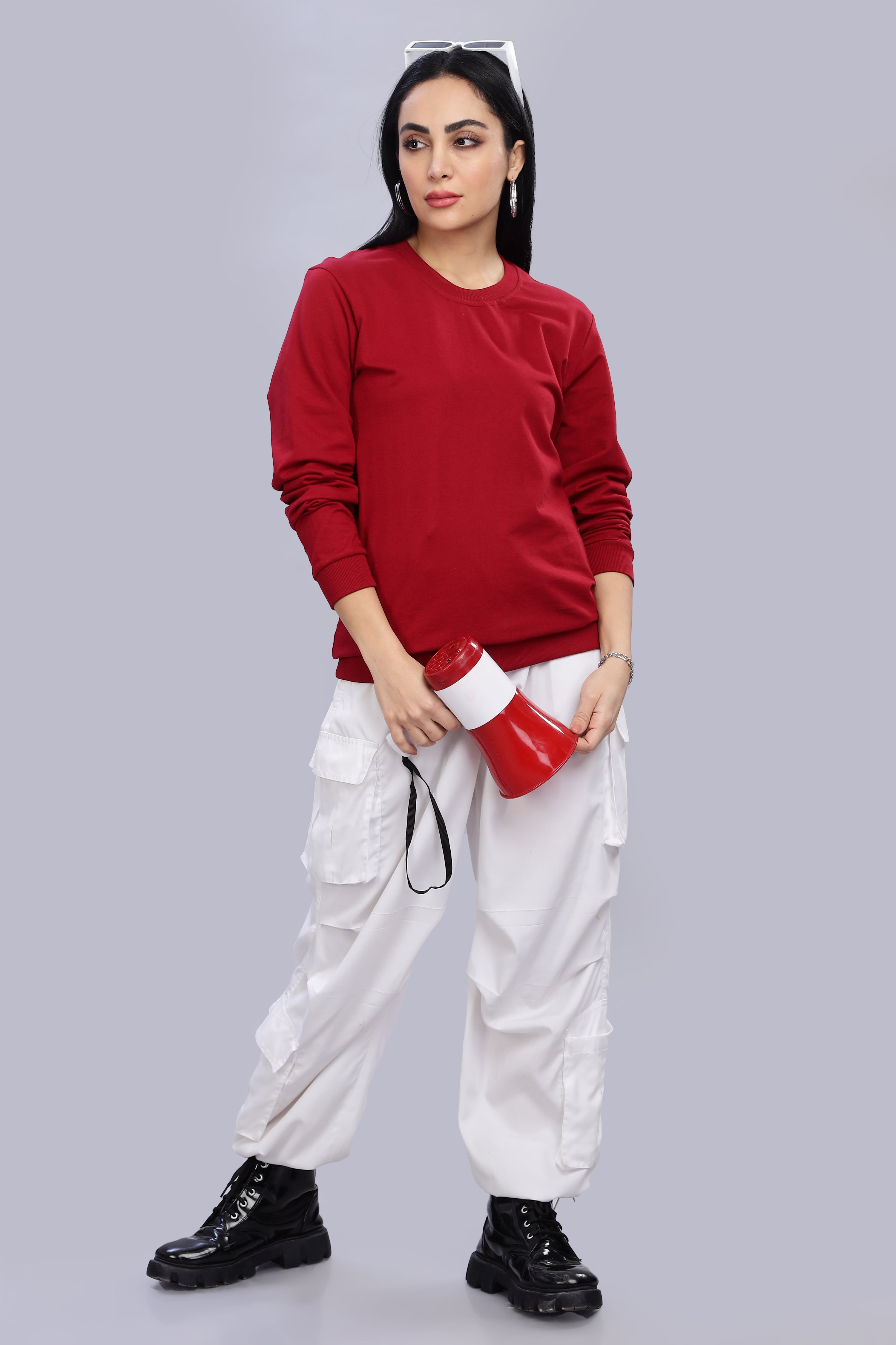 Burgundy Pure Cotton Women’s Sweatshirt