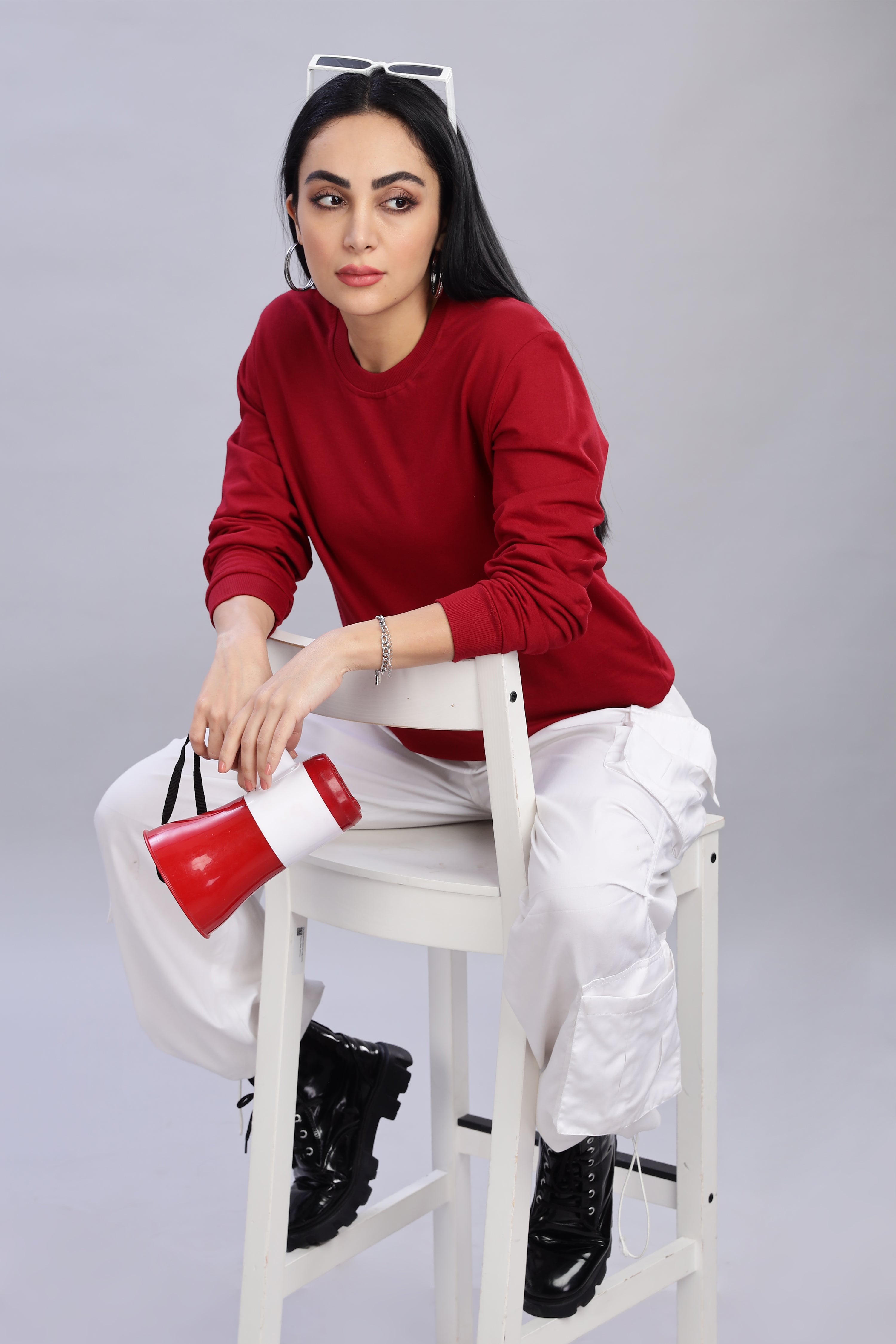 Burgundy Pure Cotton Women’s Sweatshirt