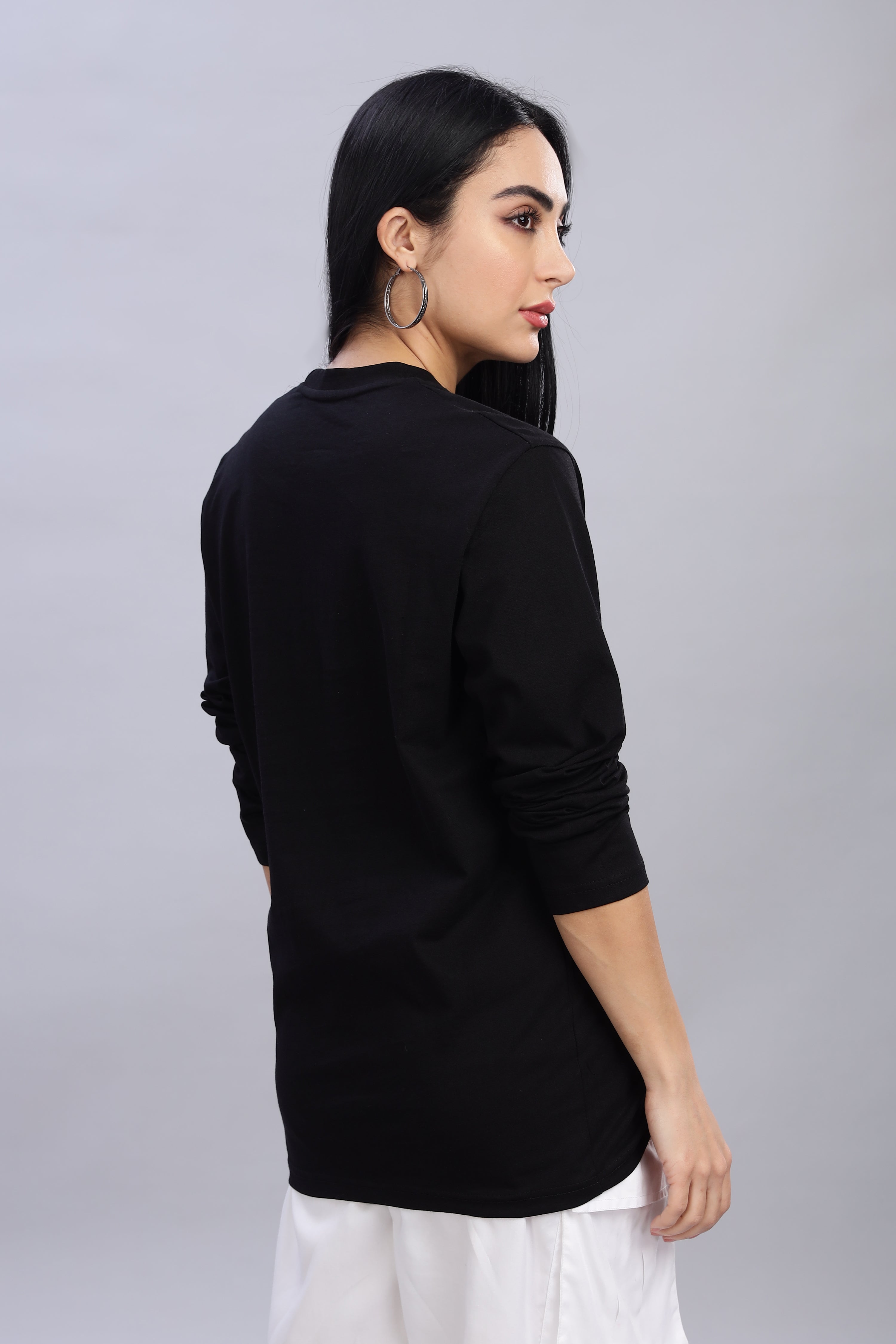 Black Long Sleeve Crew Neck T-Shirt