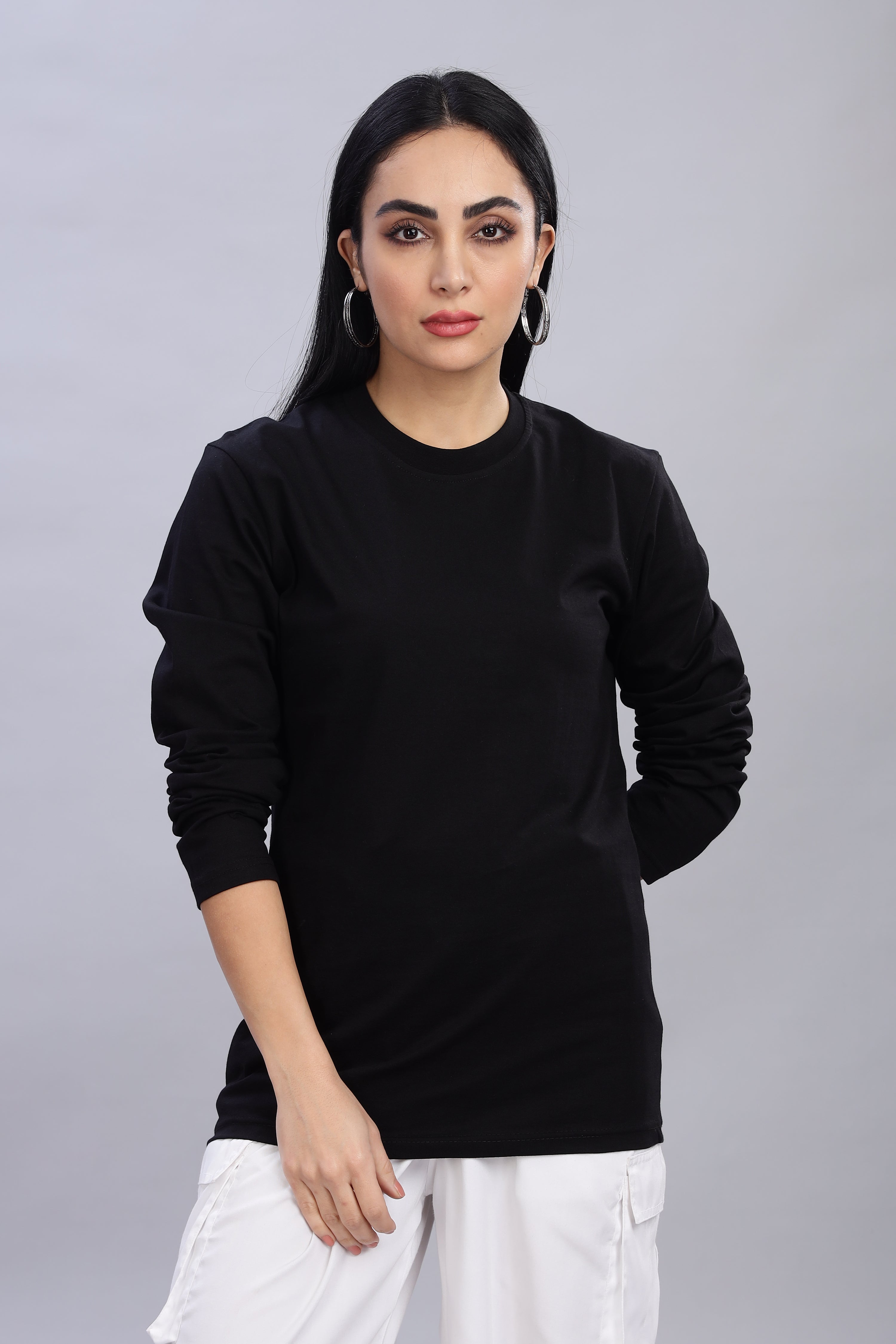 Black Long Sleeve Crew Neck T-Shirt
