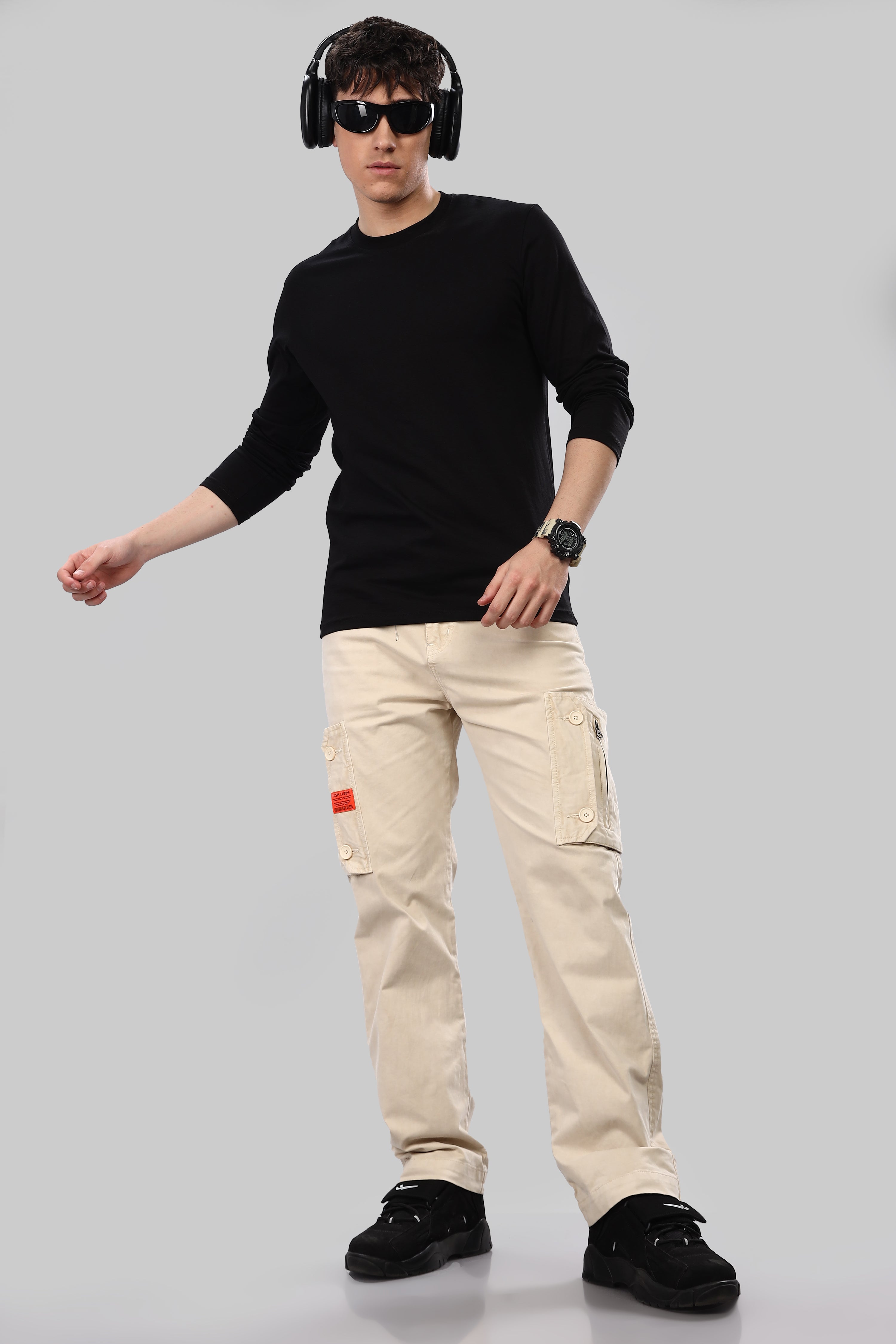 Black Long Sleeve Crew Neck T-Shirt