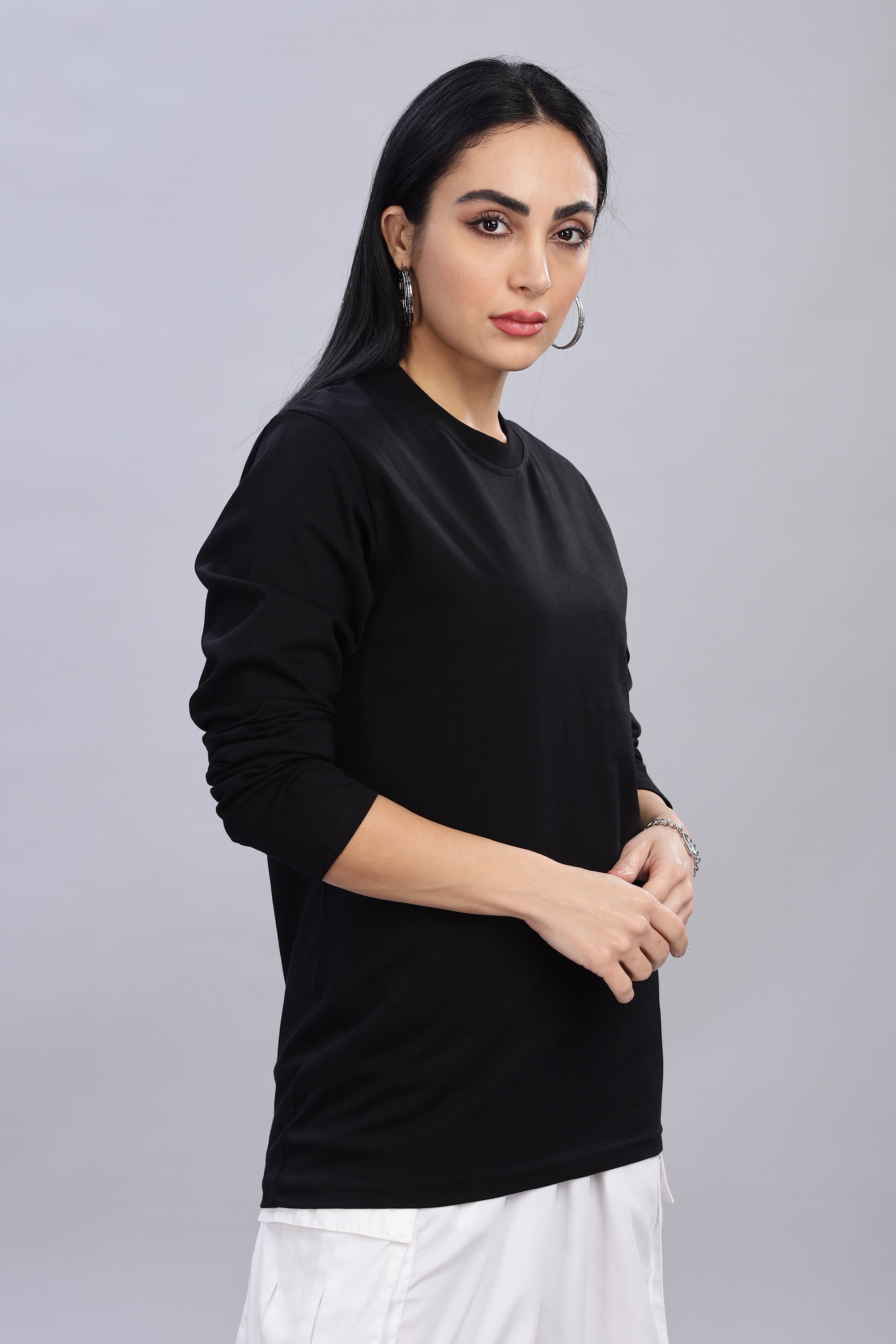Black Long Sleeve Crew Neck T-Shirt