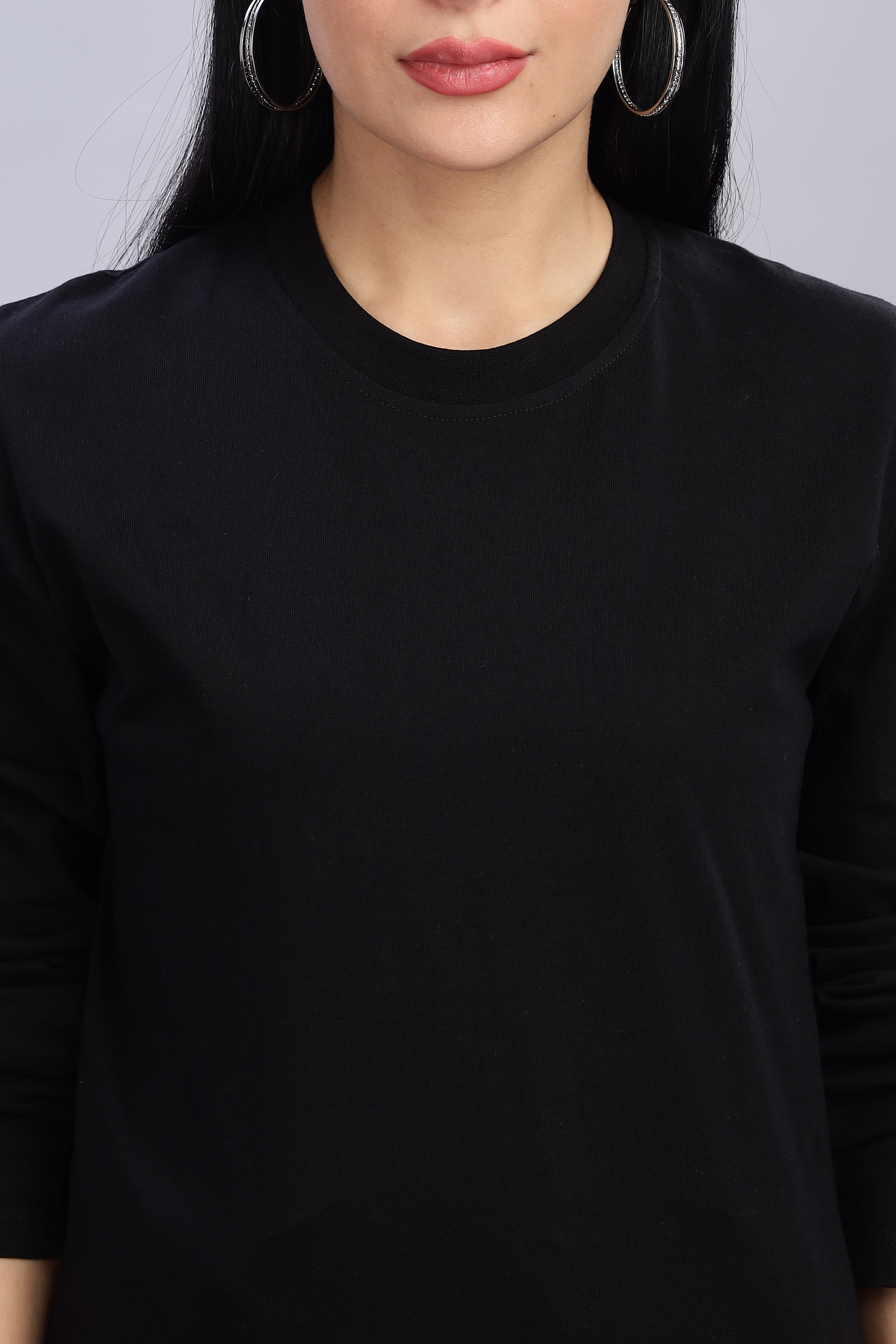 Black Long Sleeve Crew Neck T-Shirt