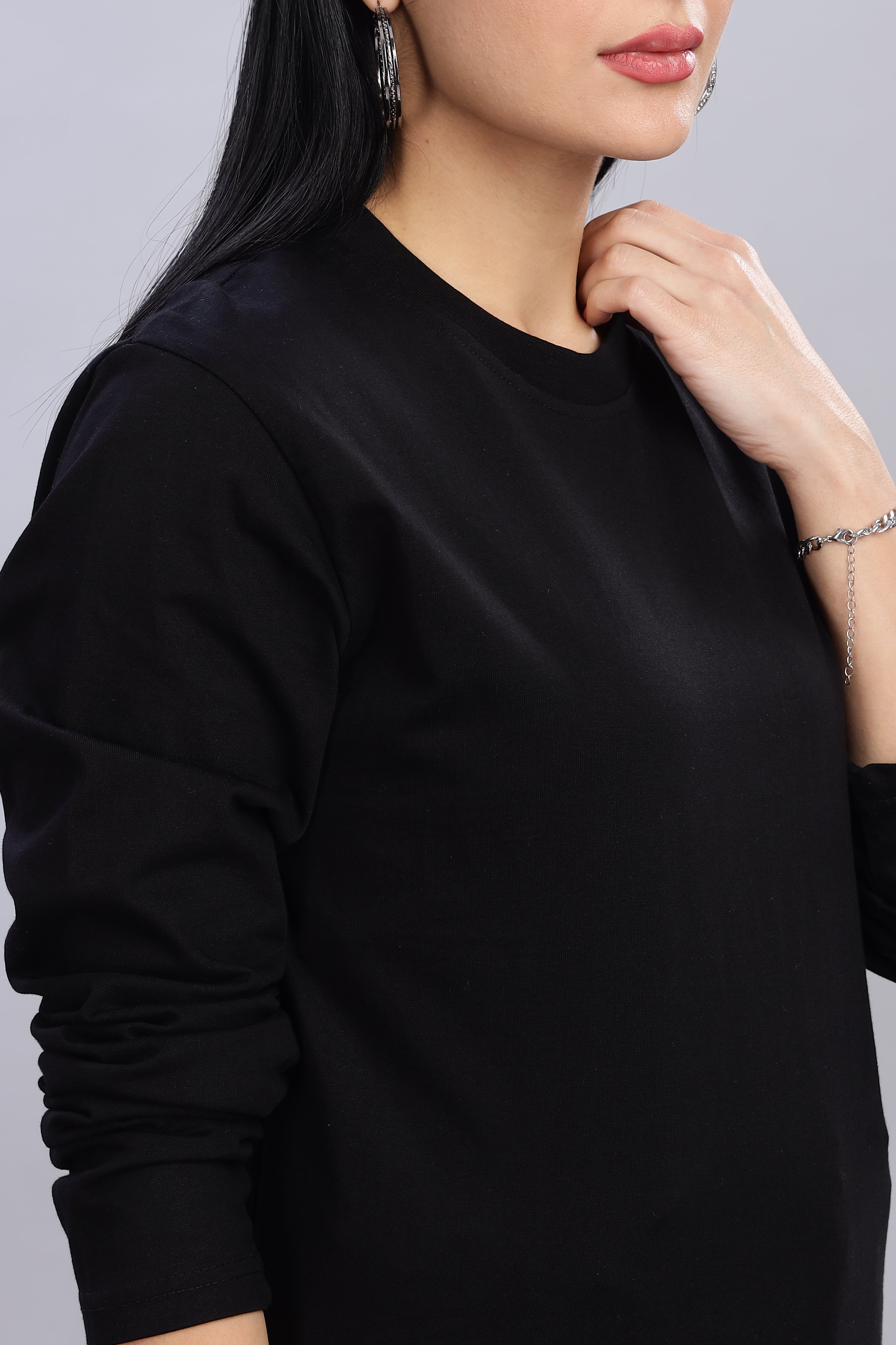 Black Long Sleeve Crew Neck T-Shirt