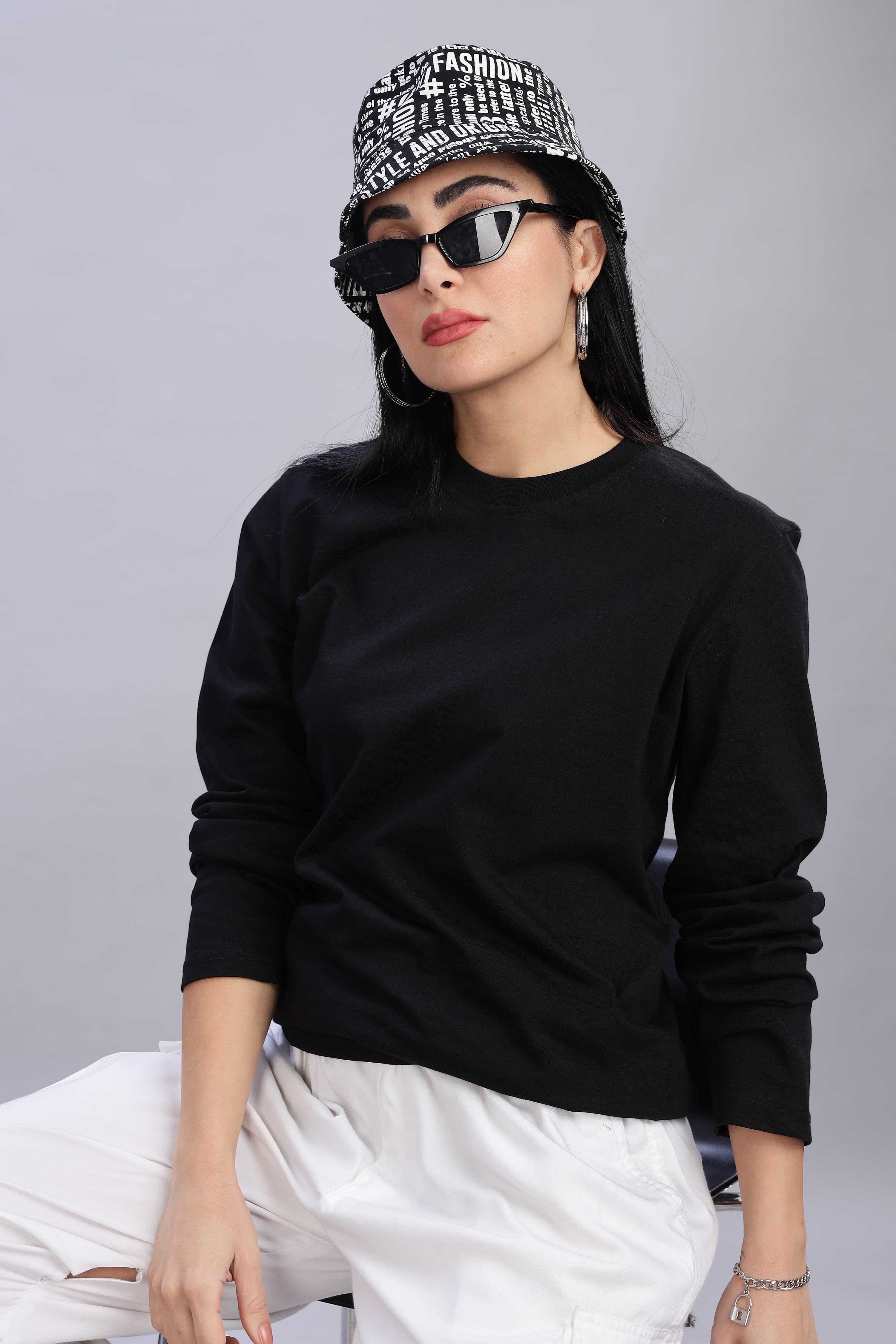 Black Long Sleeve Crew Neck T-Shirt