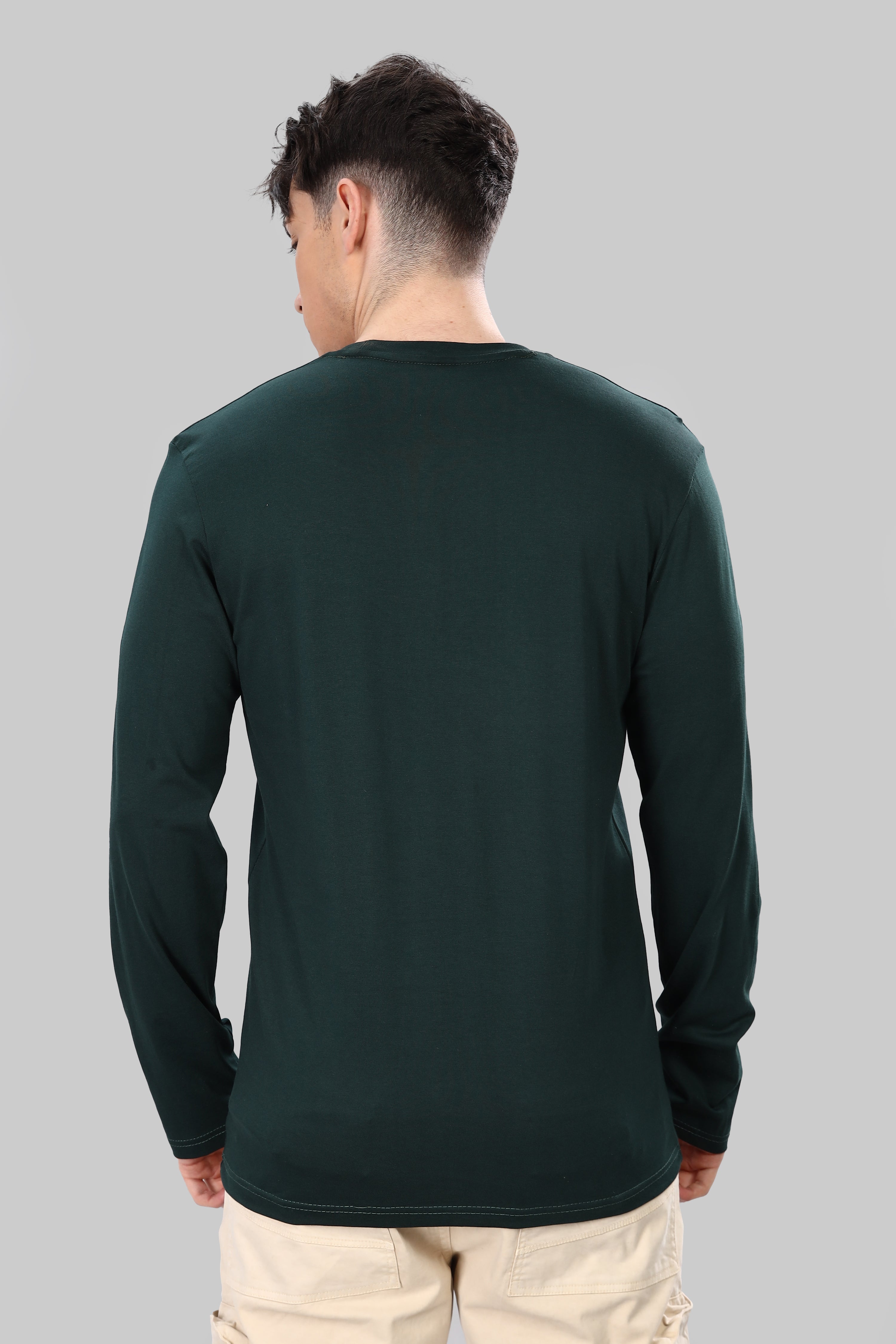 Bottle Green Long Sleeve Crew Neck T-Shirt