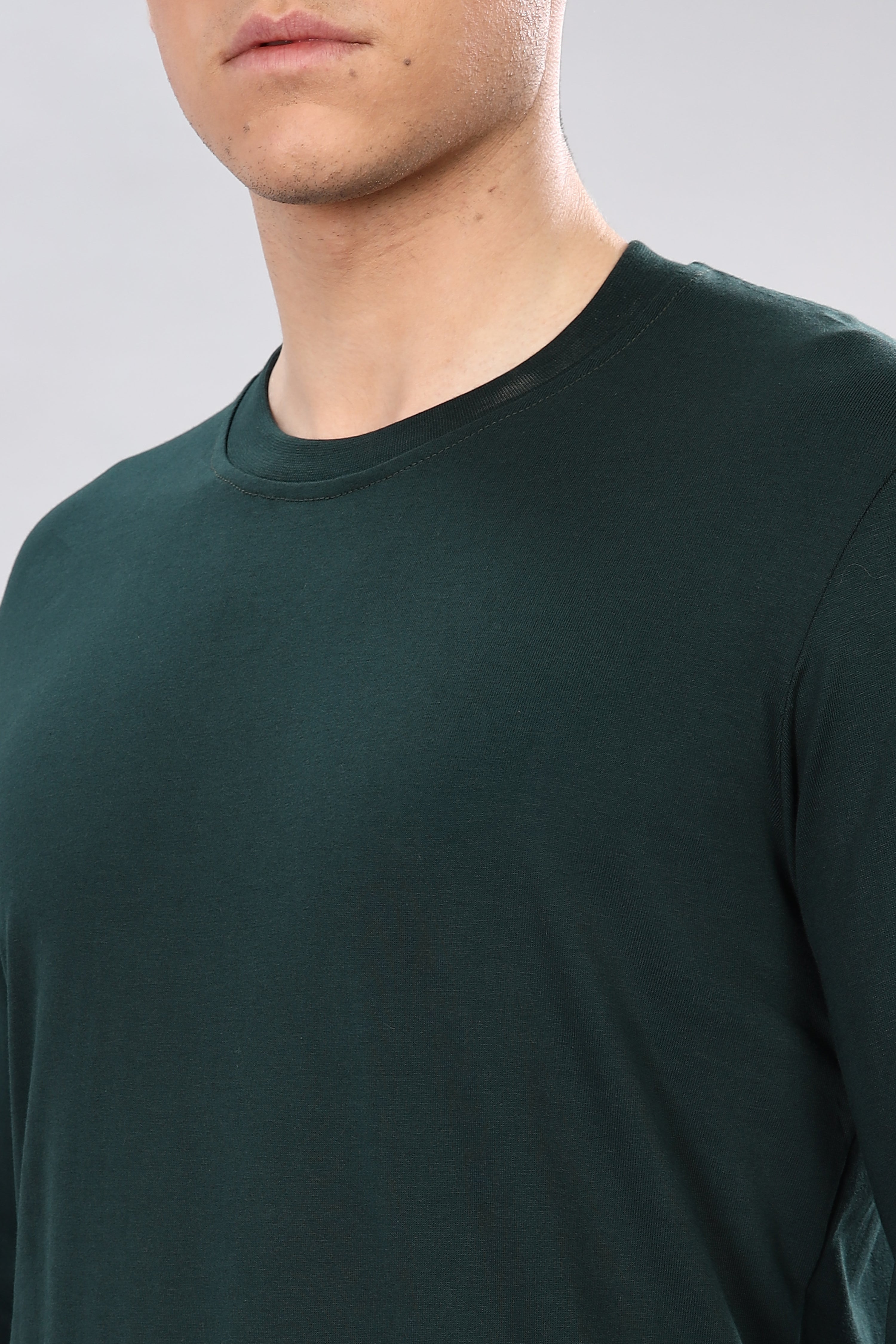 Bottle Green Long Sleeve Crew Neck T-Shirt