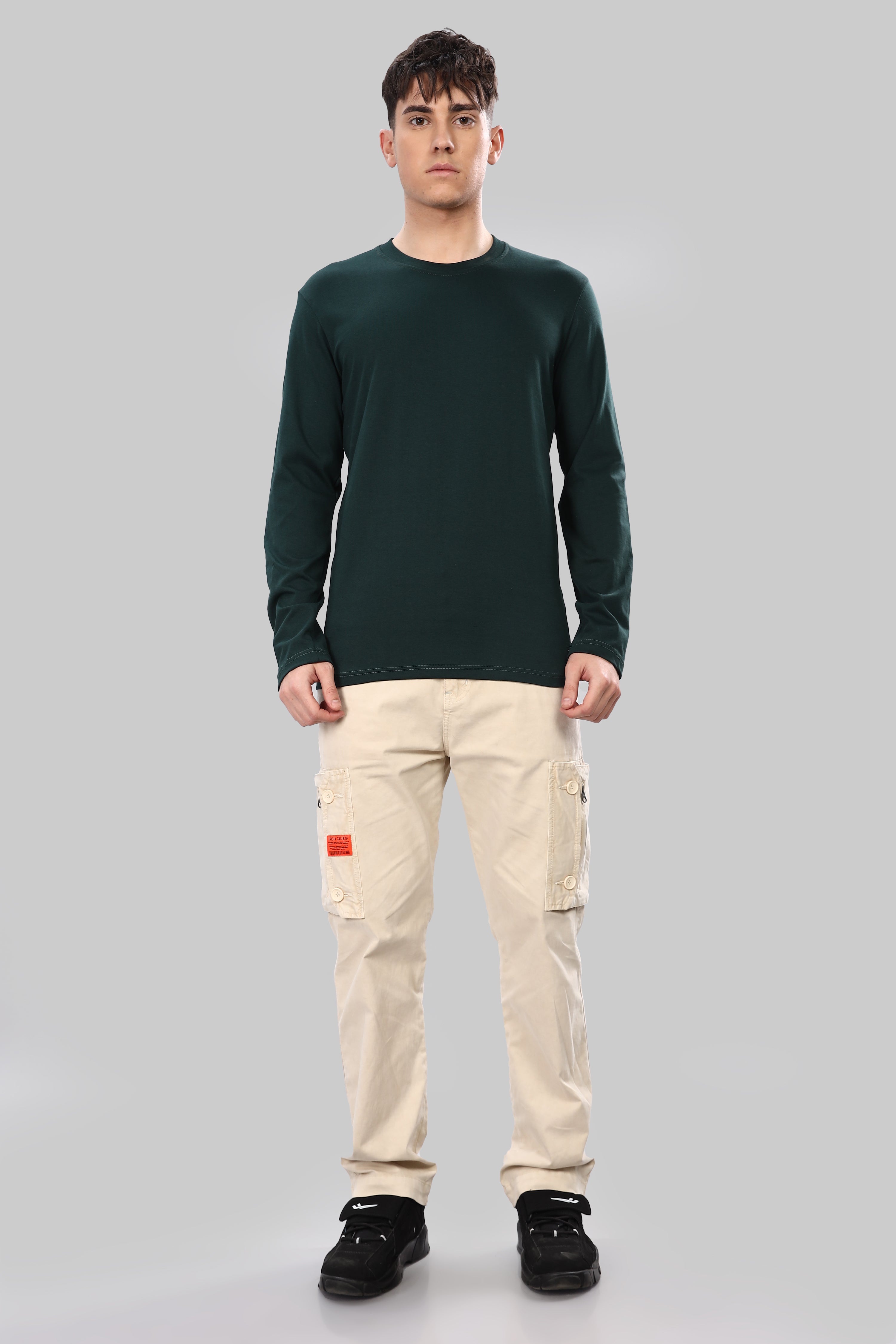Bottle Green Long Sleeve Crew Neck T-Shirt