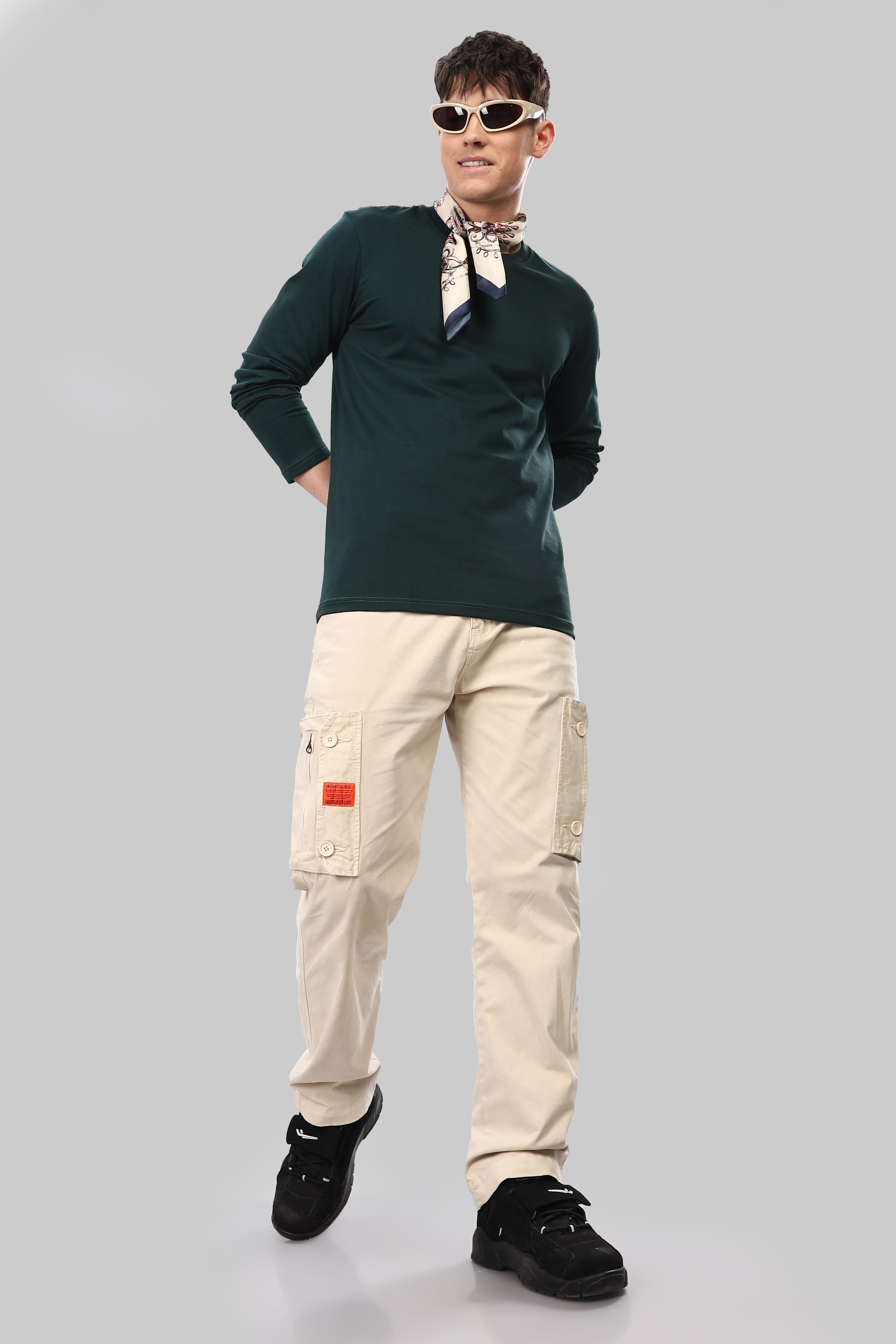 Bottle Green Long Sleeve Crew Neck T-Shirt