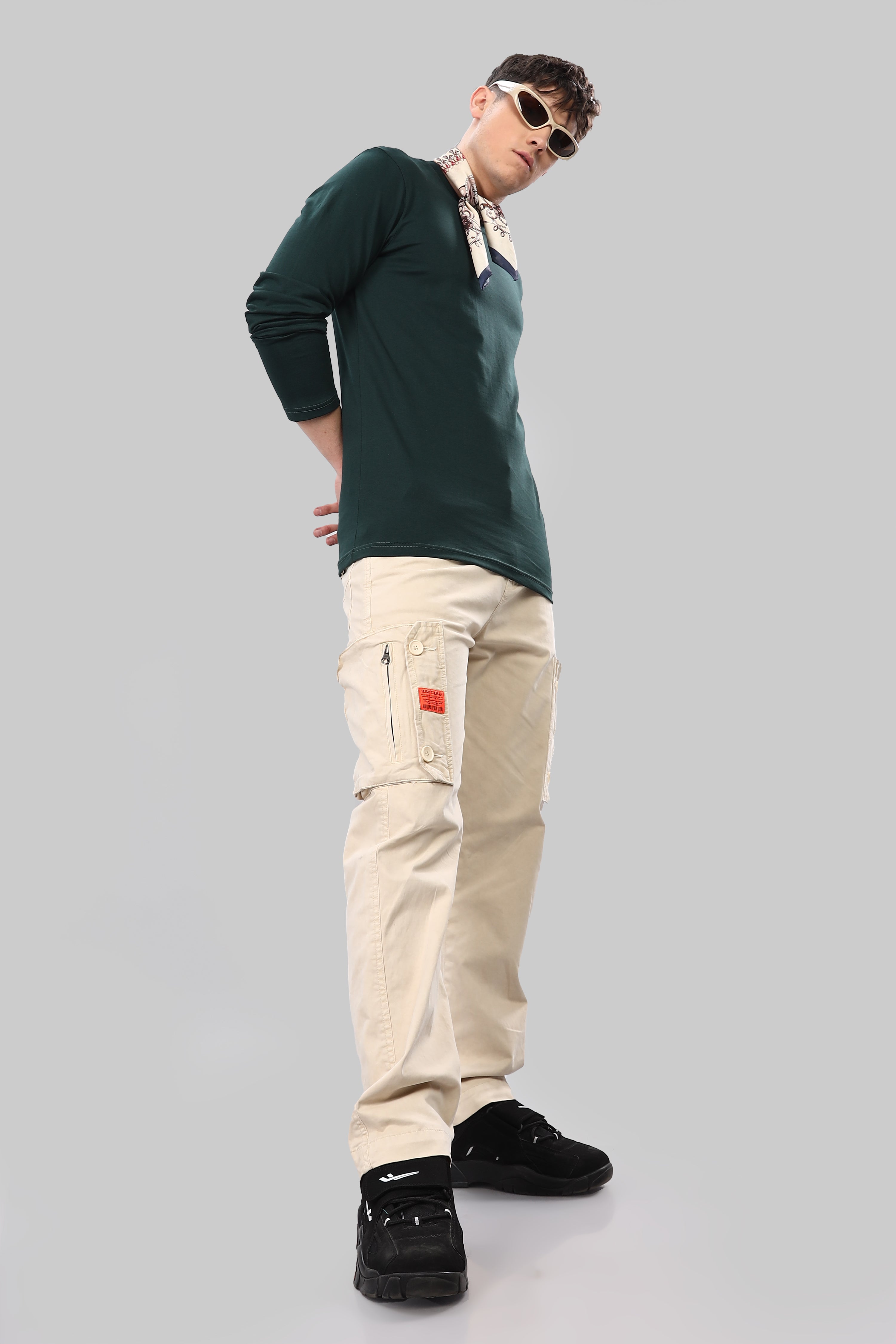 Bottle Green Long Sleeve Crew Neck T-Shirt