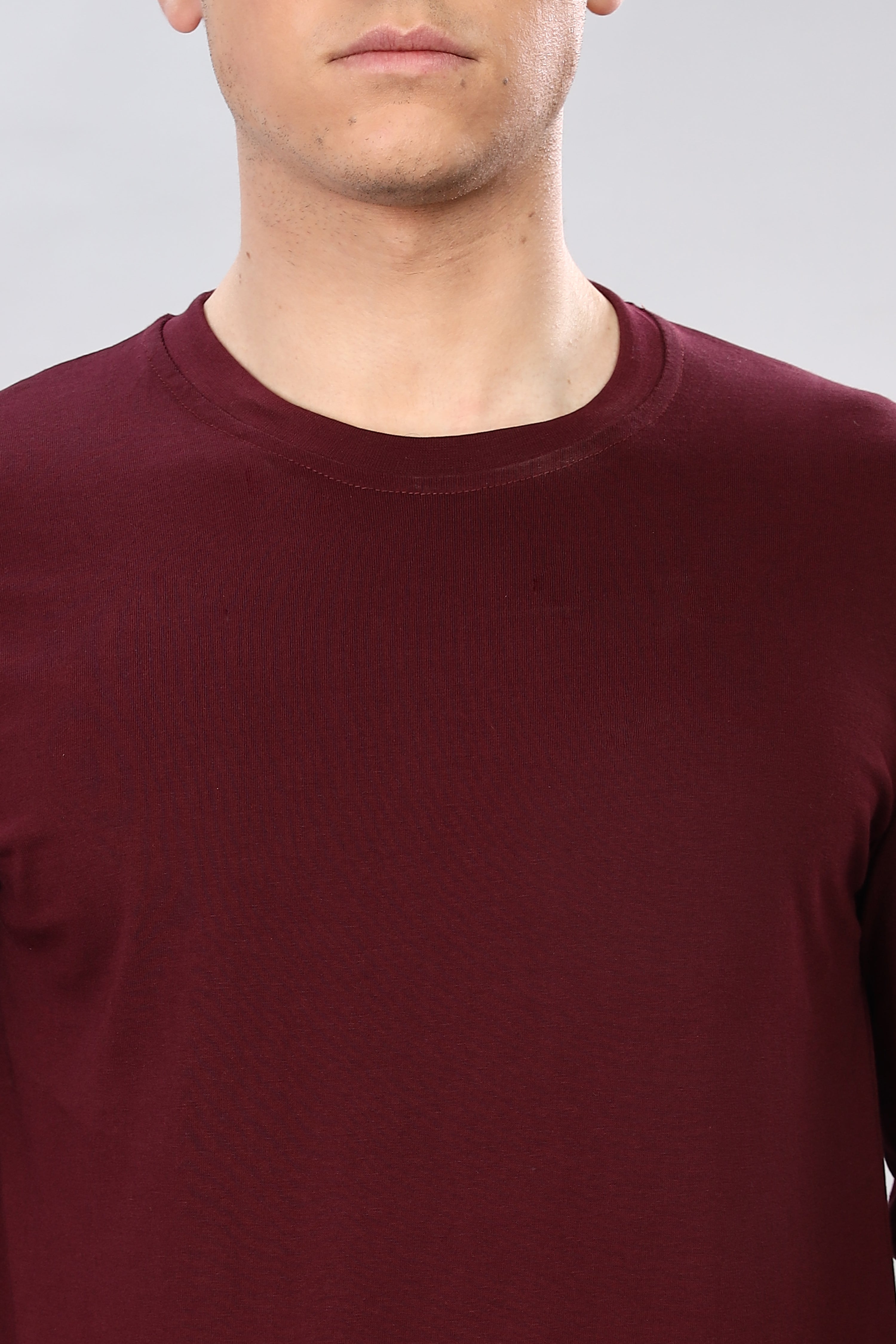 Burgundy Long Sleeve Crew Neck T-Shirt