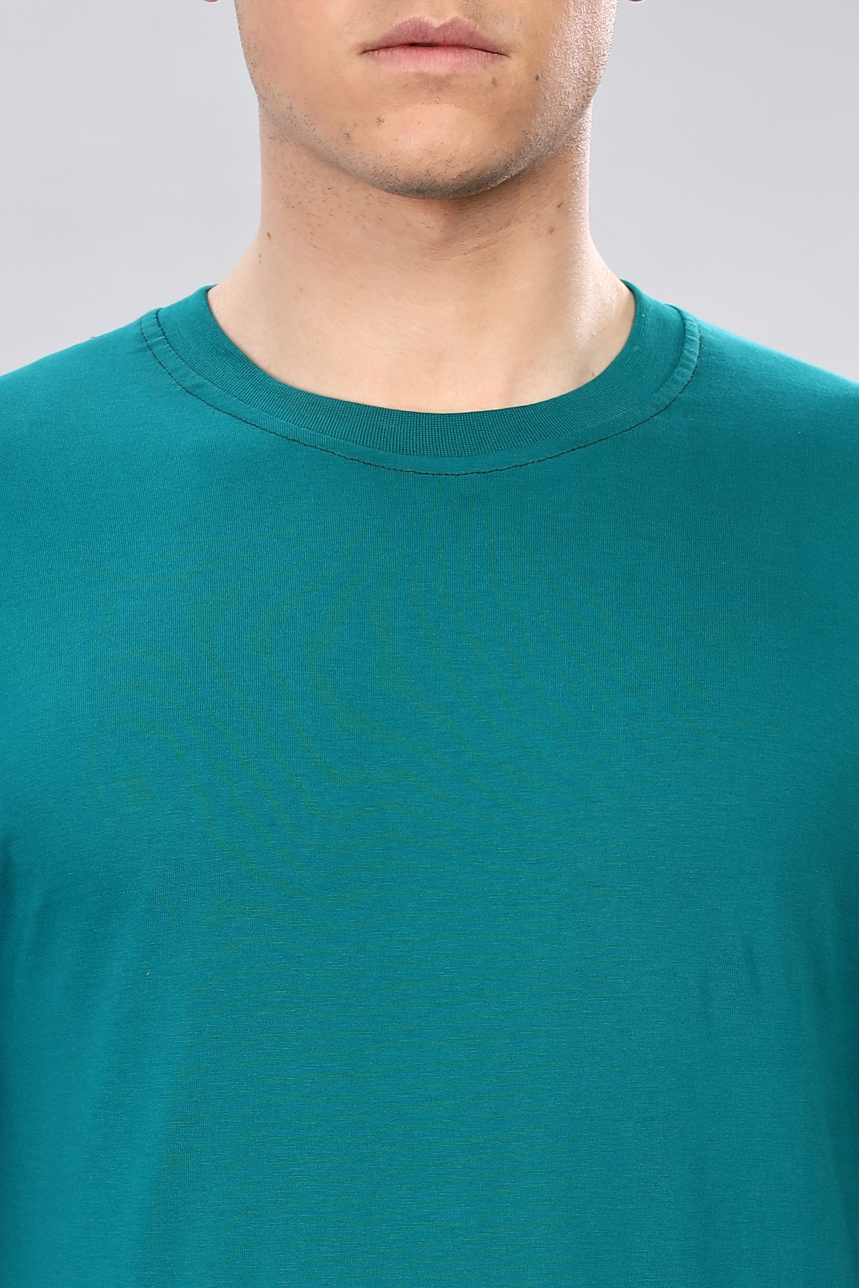 Peacock Blue Long Sleeve Crew Neck T-Shirt