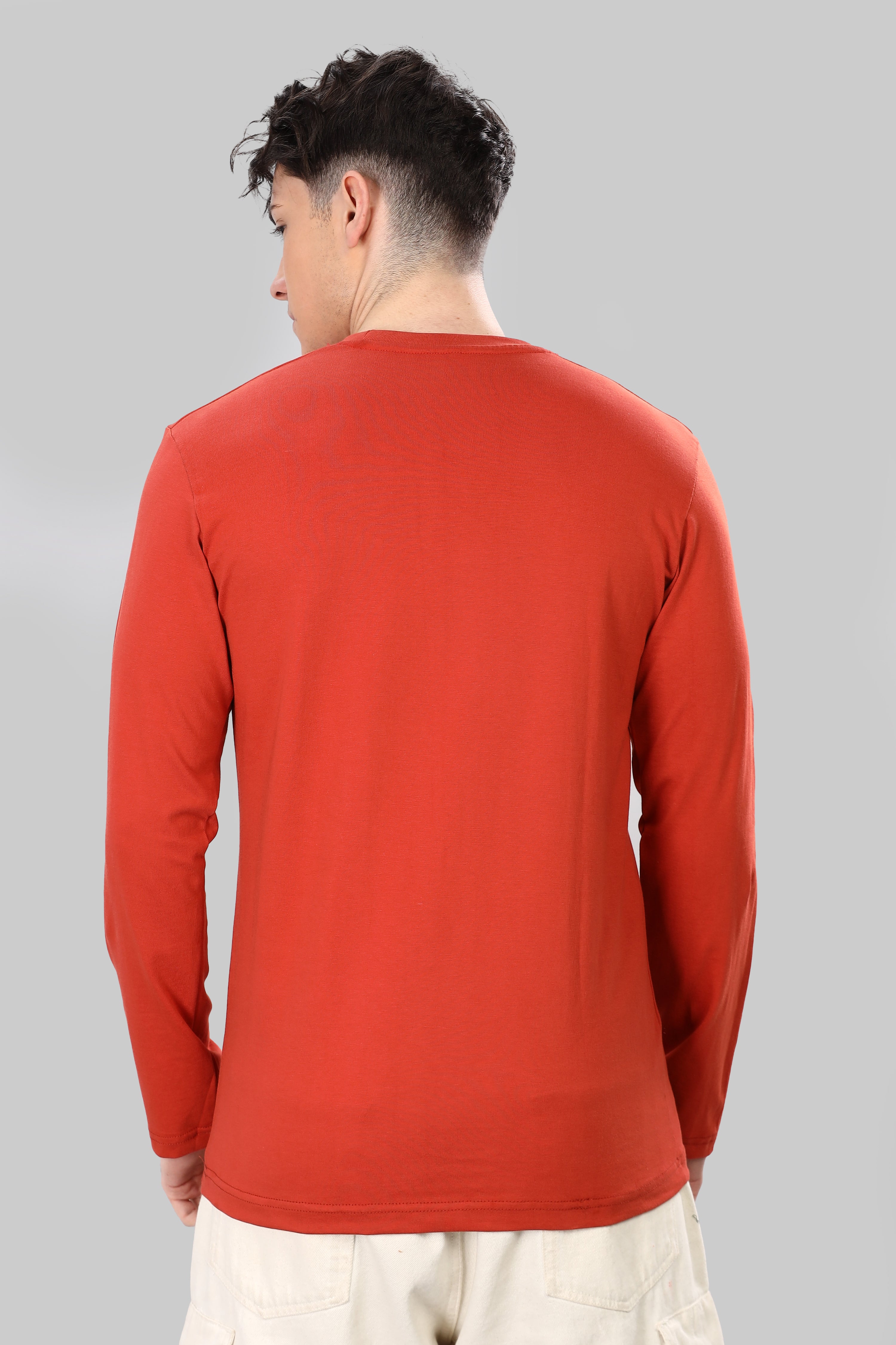 Rust Orange Long Sleeve Crew Neck T-Shirt