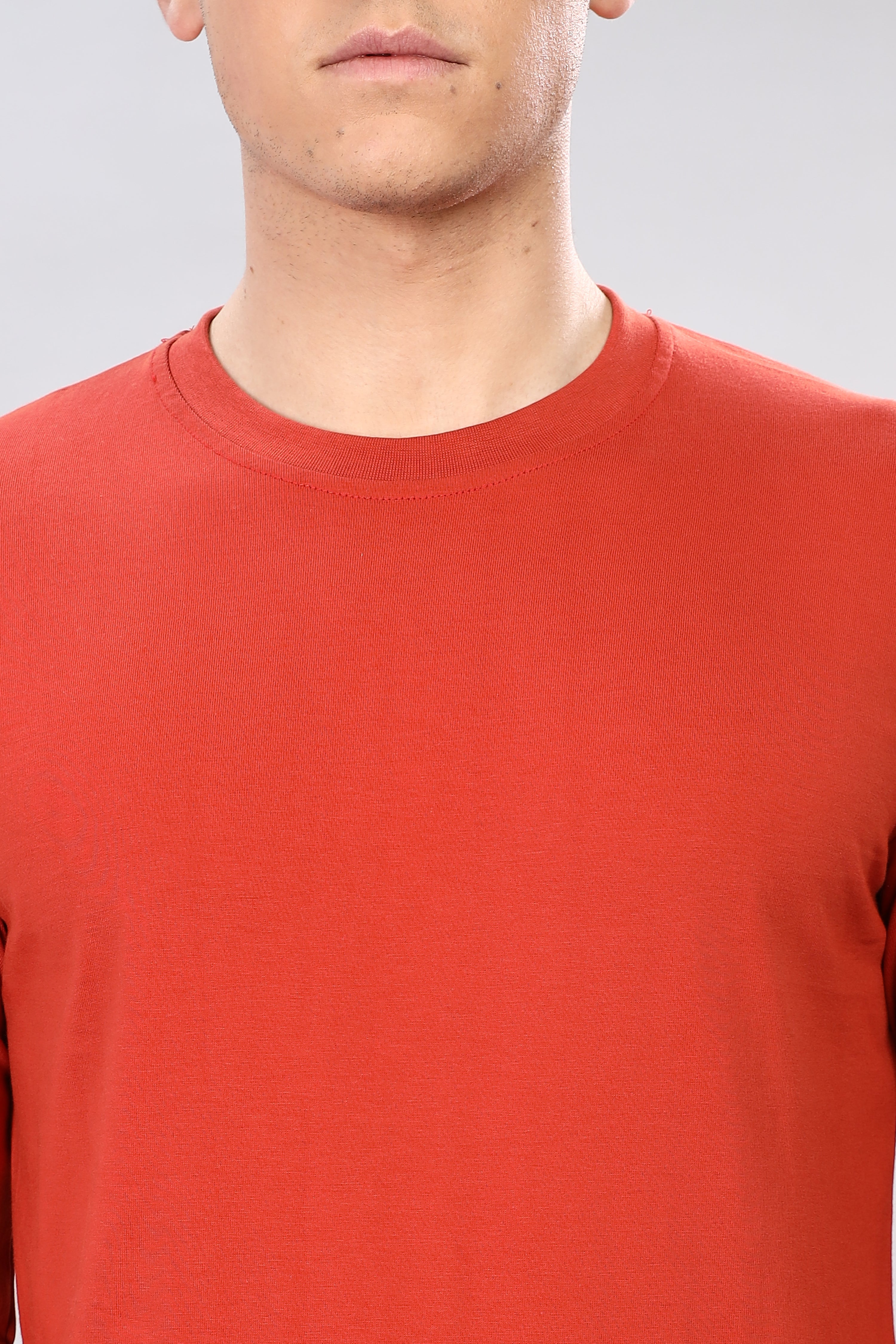 Rust Orange Long Sleeve Crew Neck T-Shirt