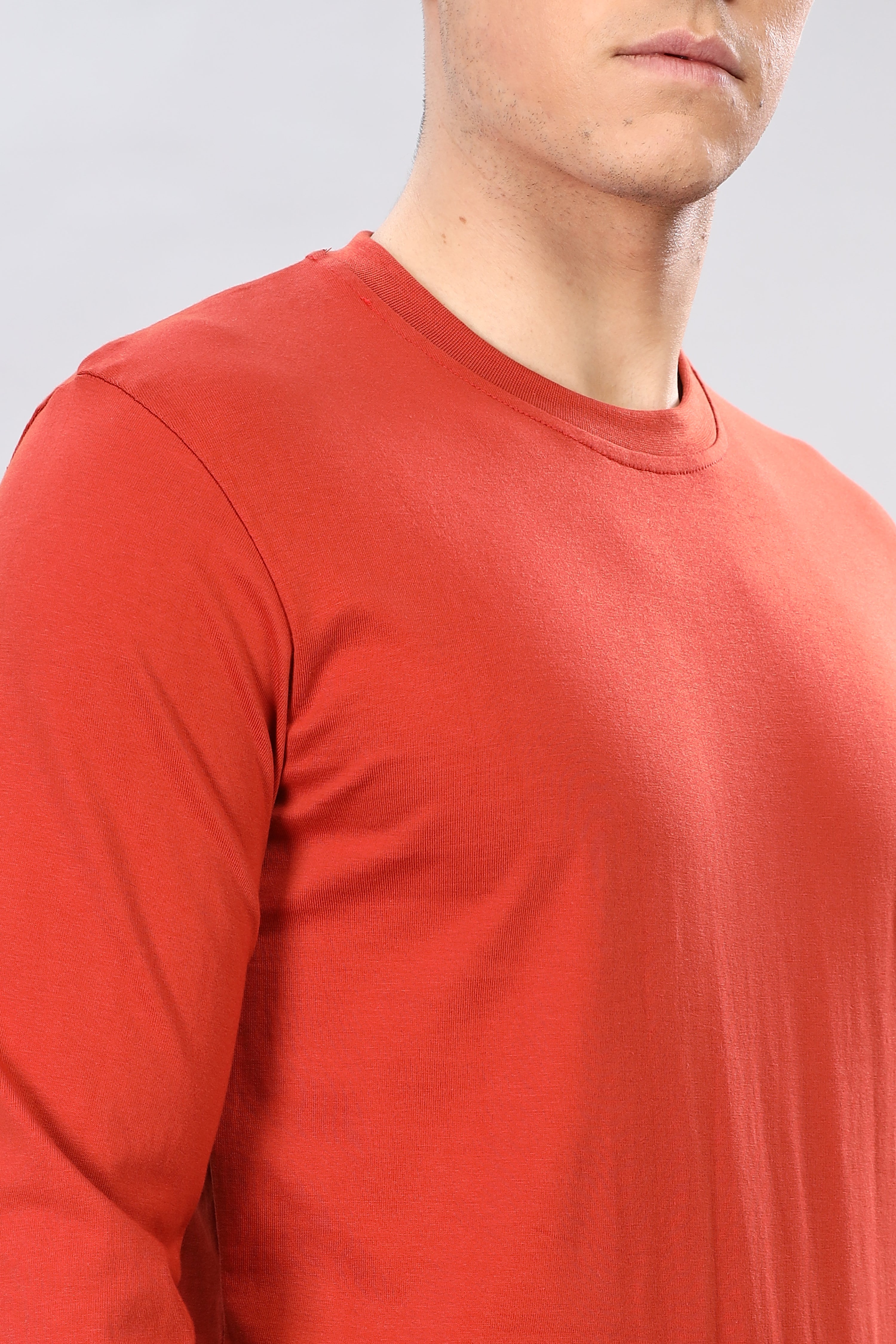 Rust Orange Long Sleeve Crew Neck T-Shirt