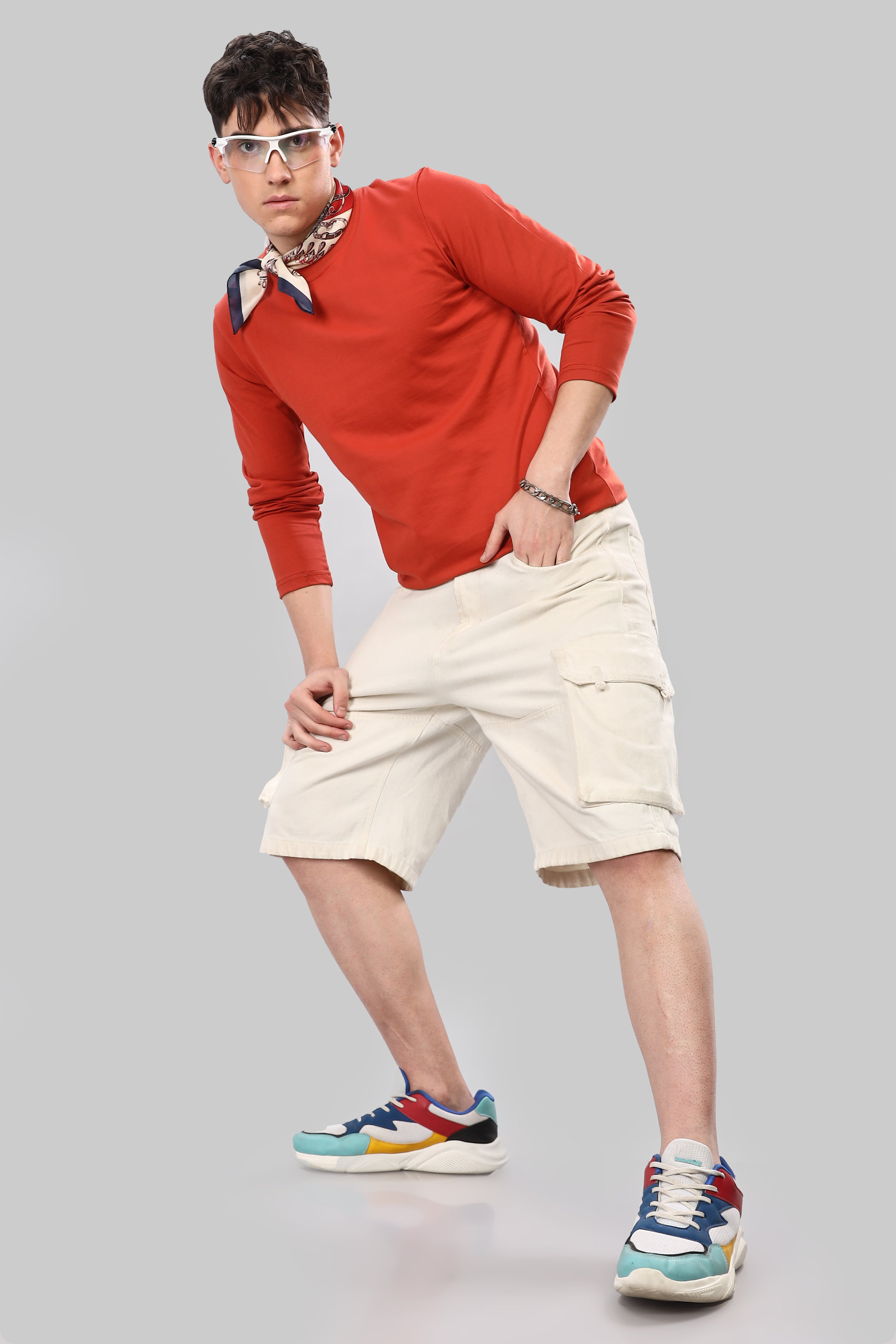 Rust Orange Long Sleeve Crew Neck T-Shirt