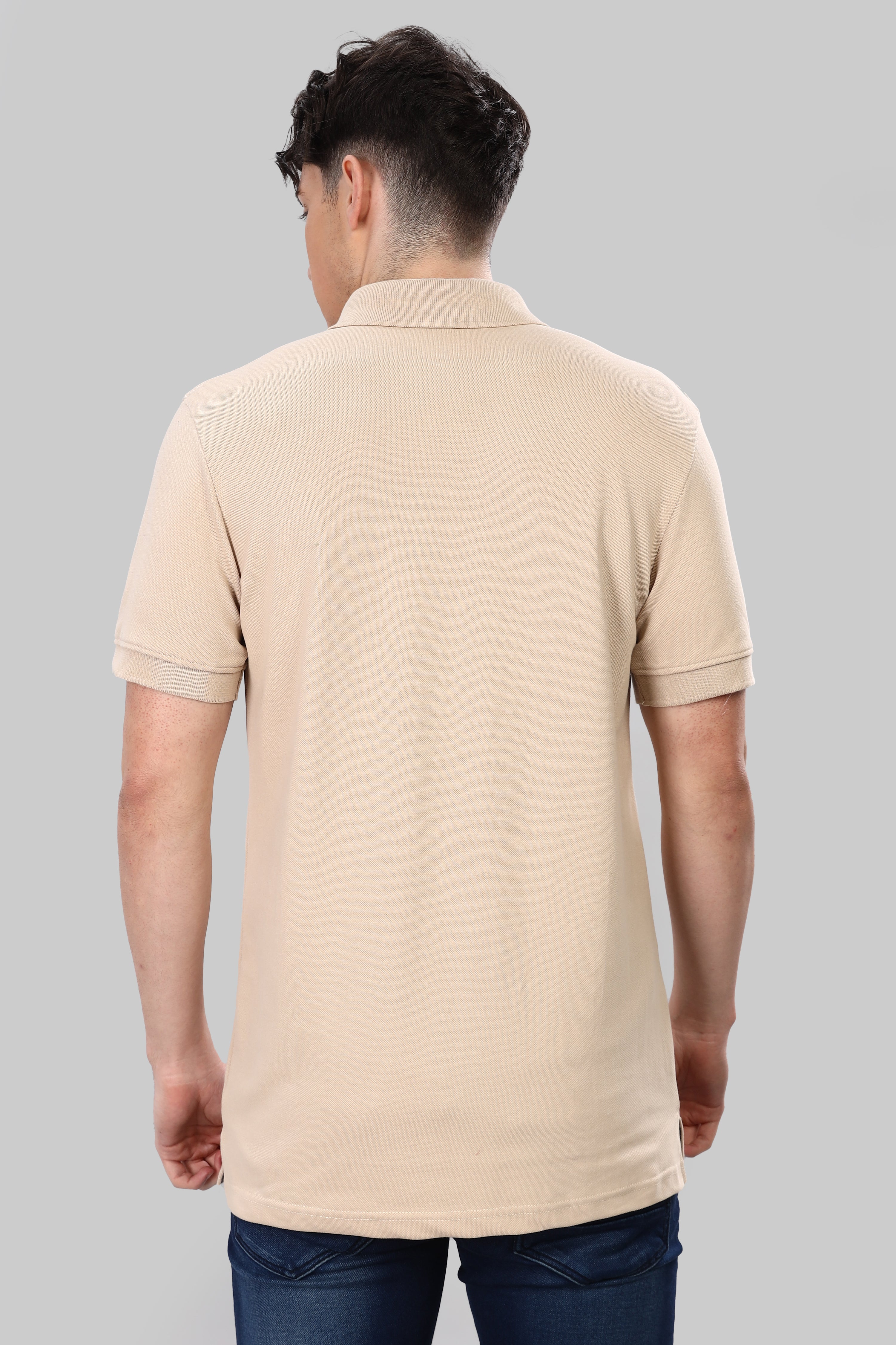 Almond Beige 100% Cotton Polo T-Shirt – 240 GSM