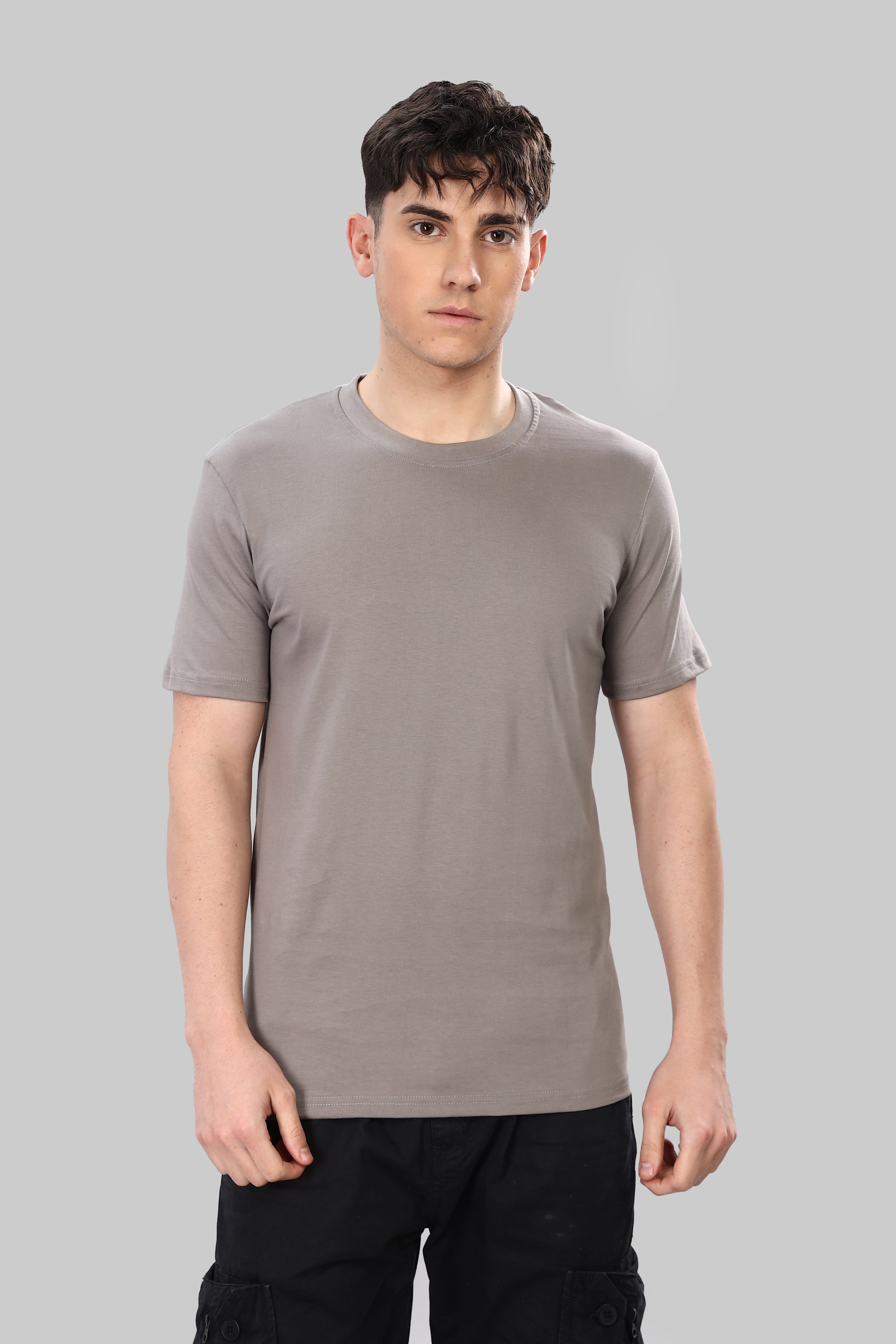 Ash Grey Pure Cotton Crew Neck T-Shirt – 220 GSM