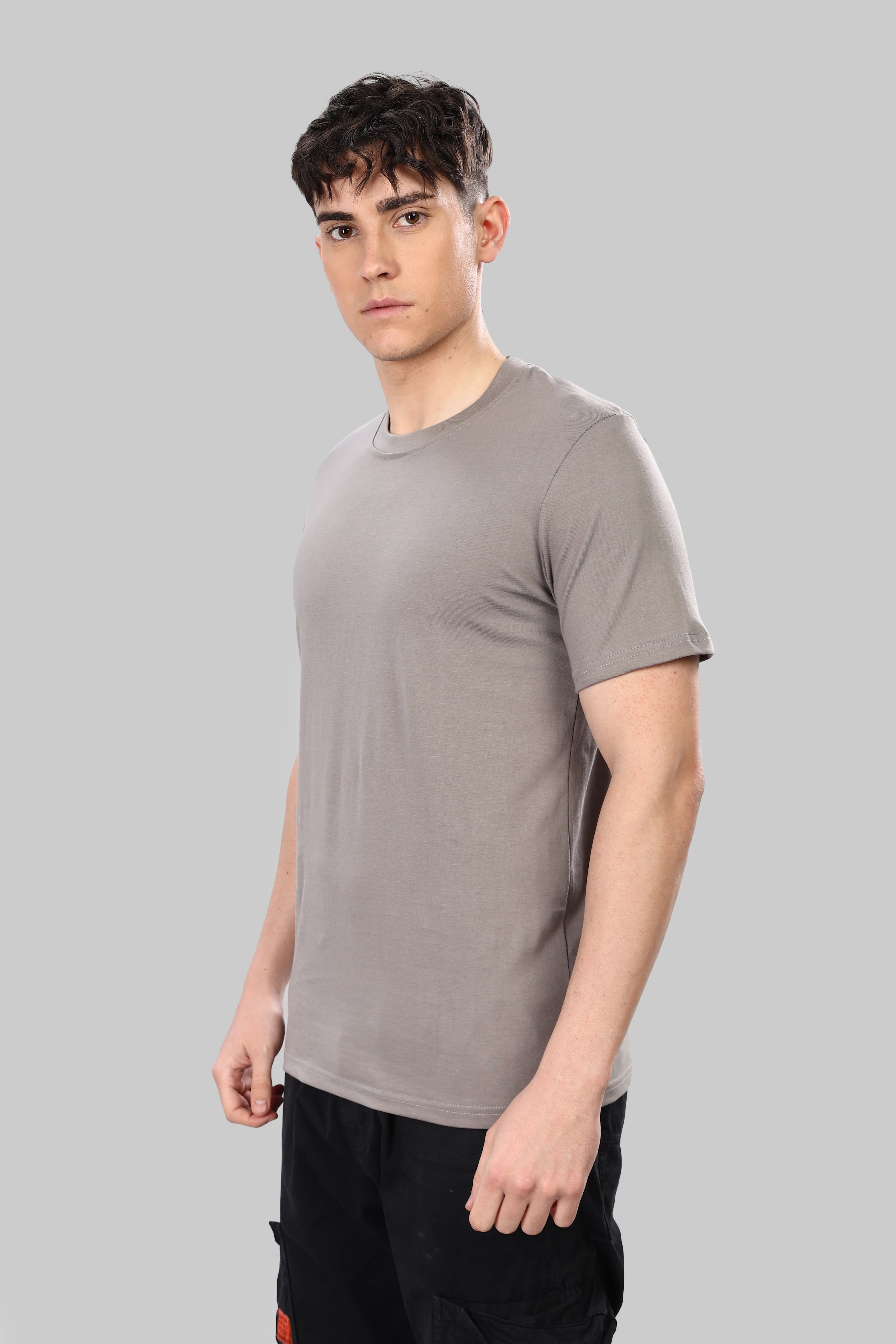 Ash Grey Pure Cotton Crew Neck T-Shirt – 220 GSM