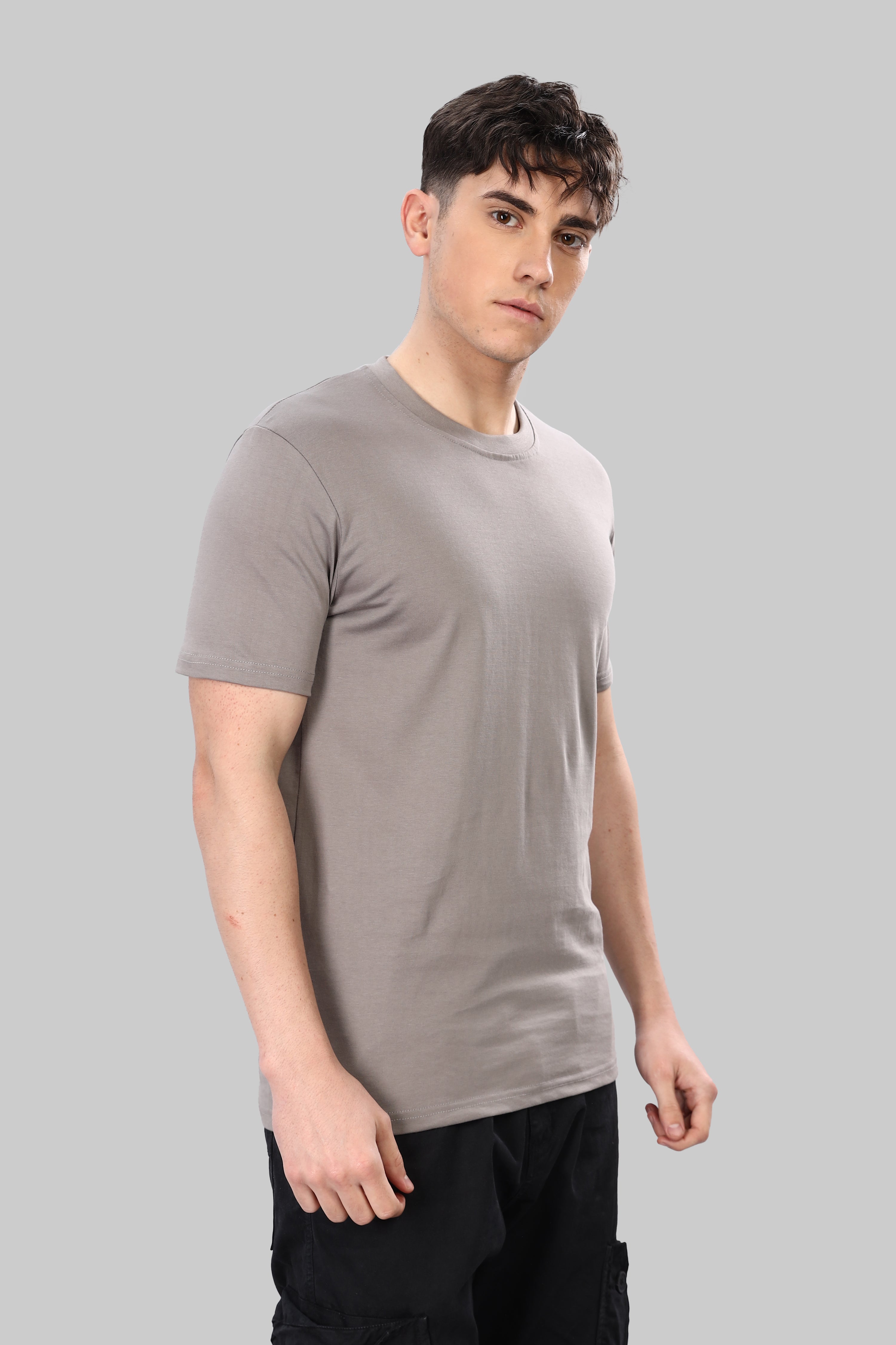 Ash Grey Pure Cotton Crew Neck T-Shirt – 220 GSM