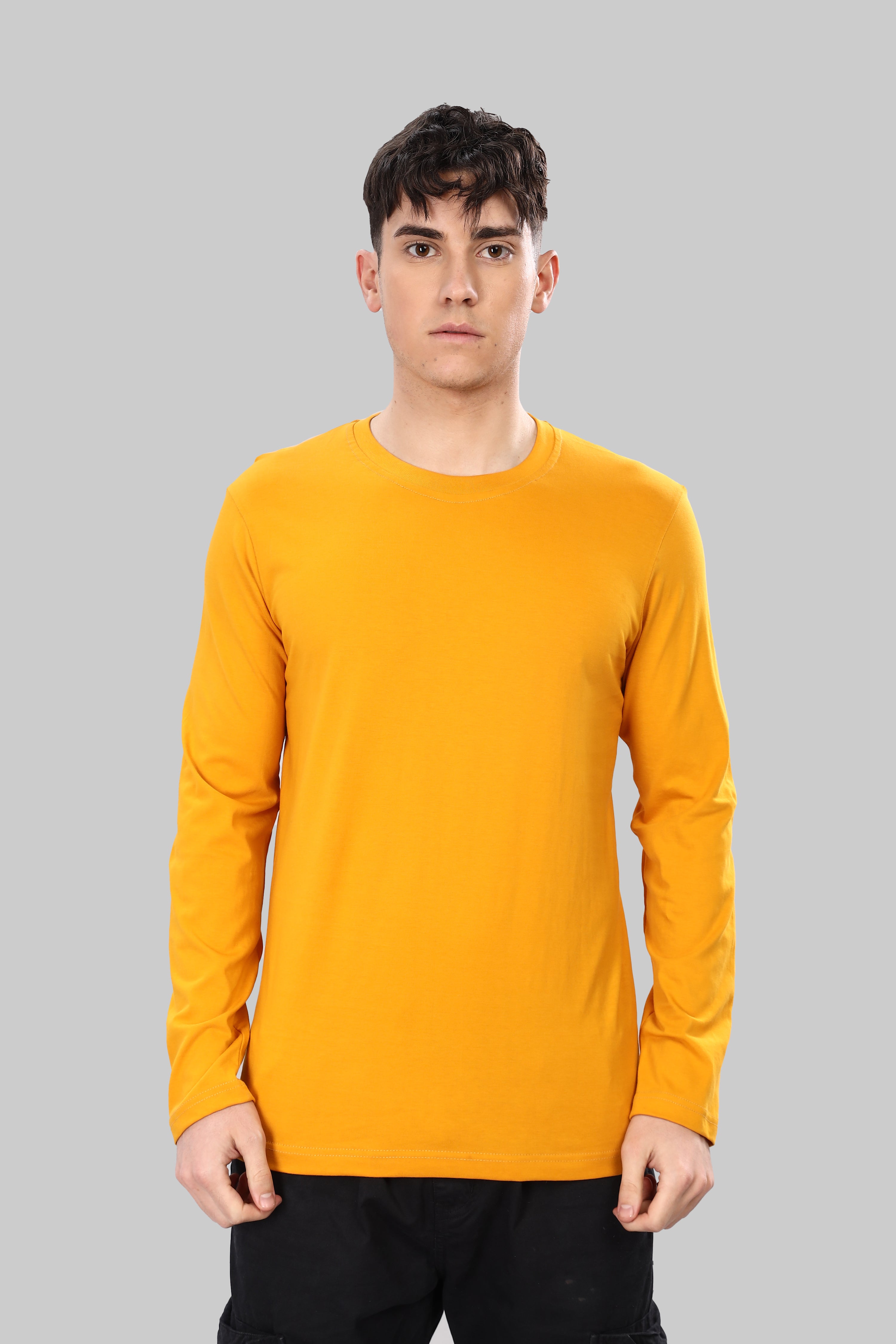 Yellow Long Sleeve Crew Neck T-Shirt