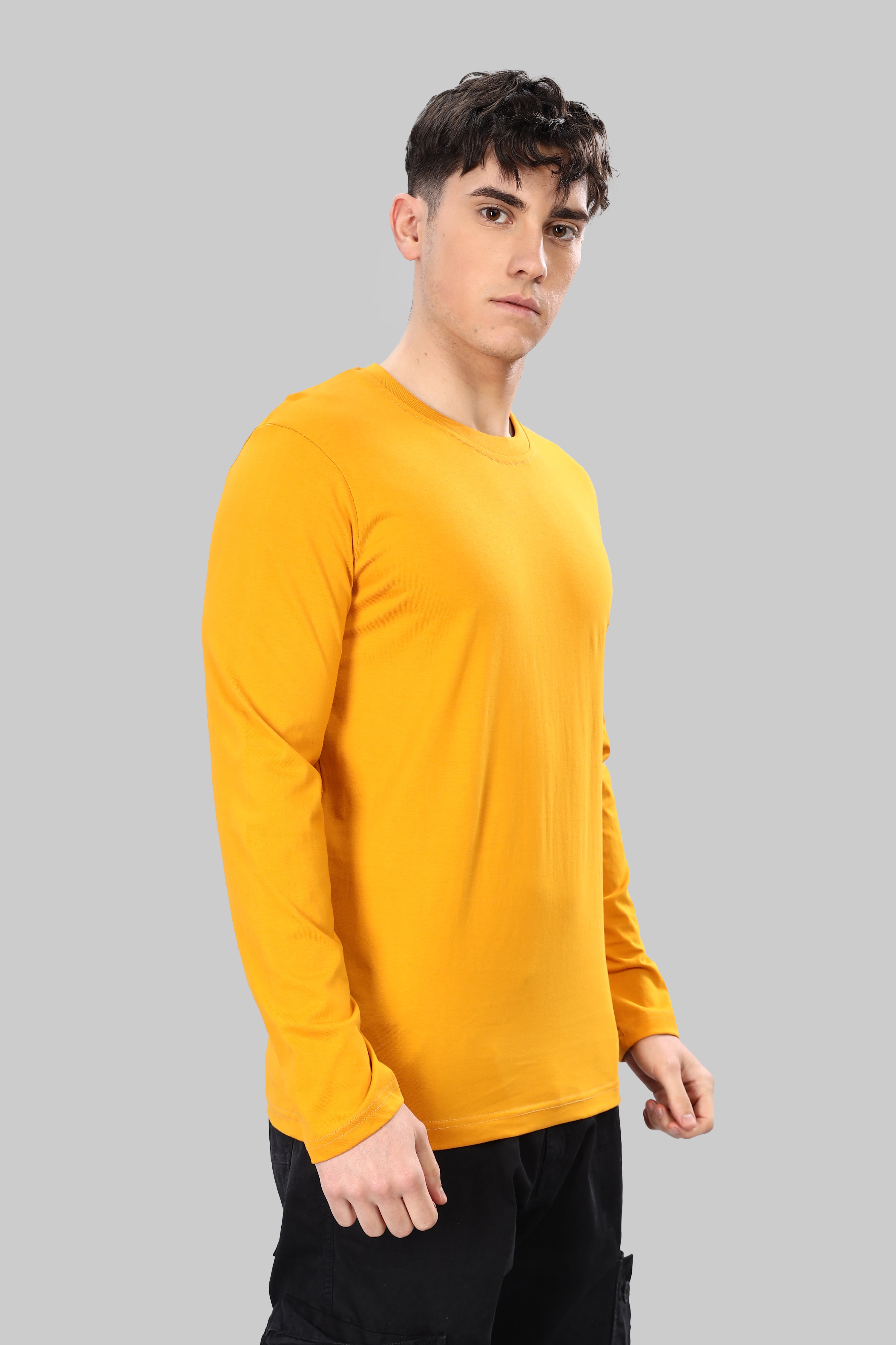 Yellow Long Sleeve Crew Neck T-Shirt