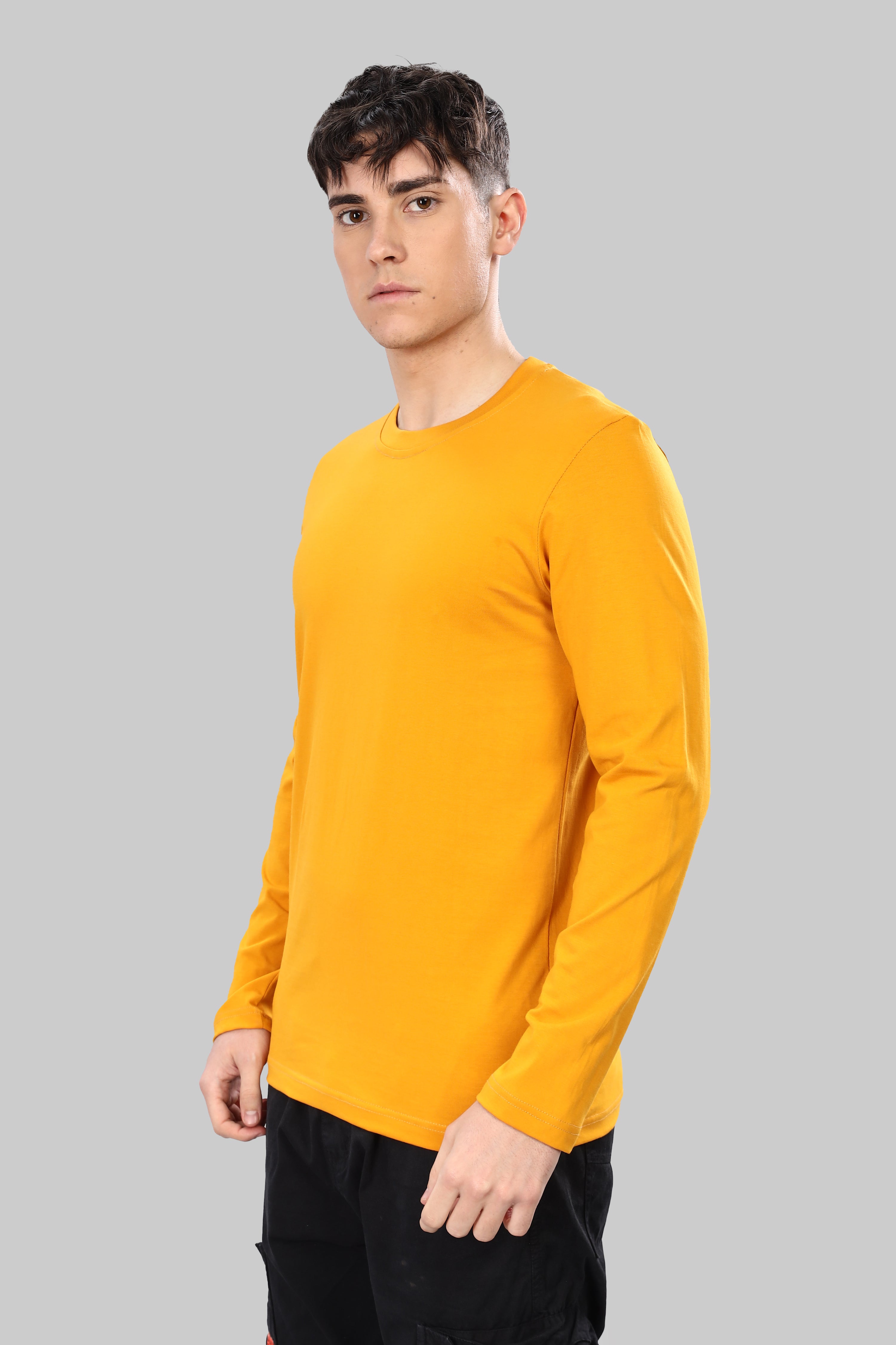 Yellow Long Sleeve Crew Neck T-Shirt