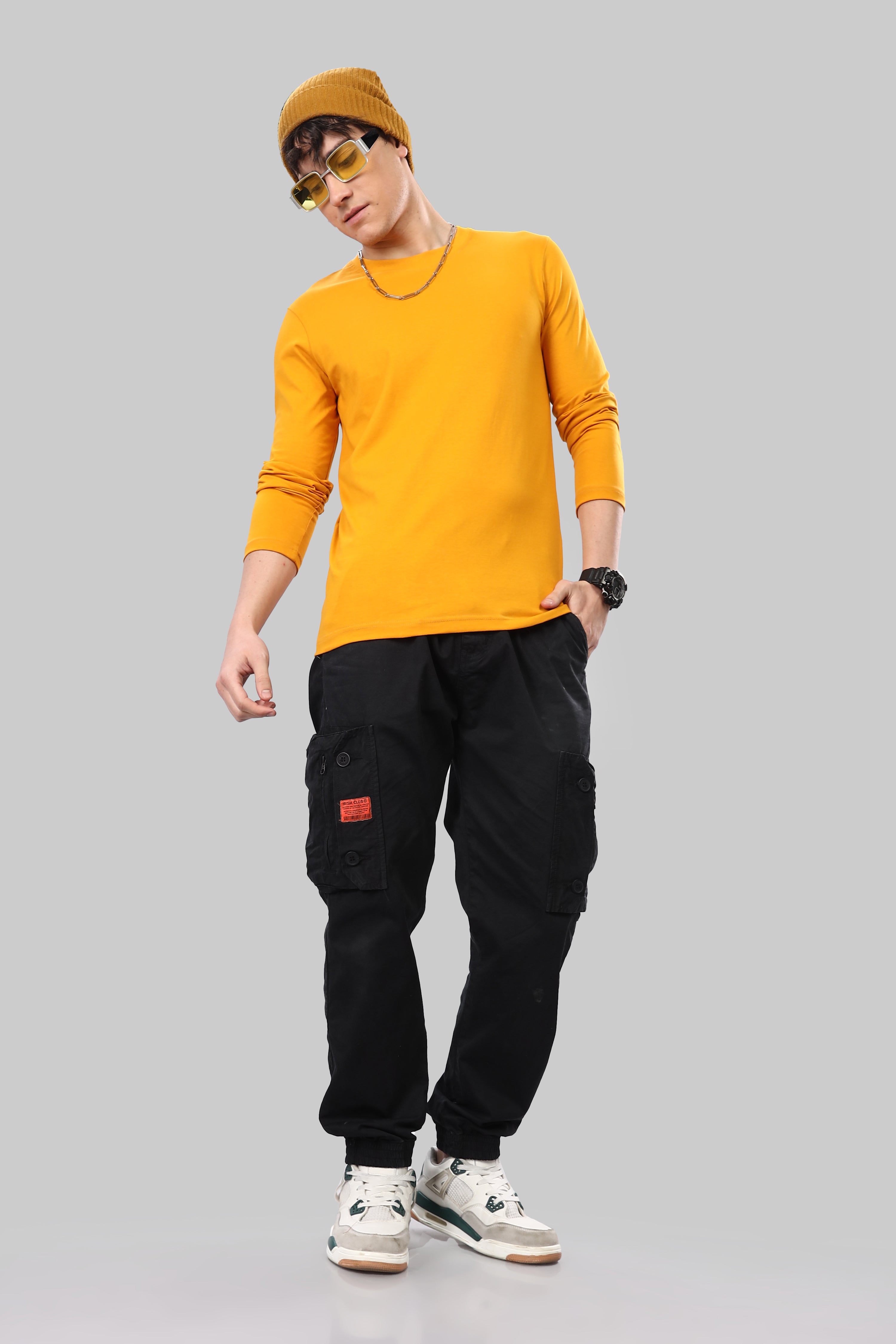 Yellow Long Sleeve Crew Neck T-Shirt