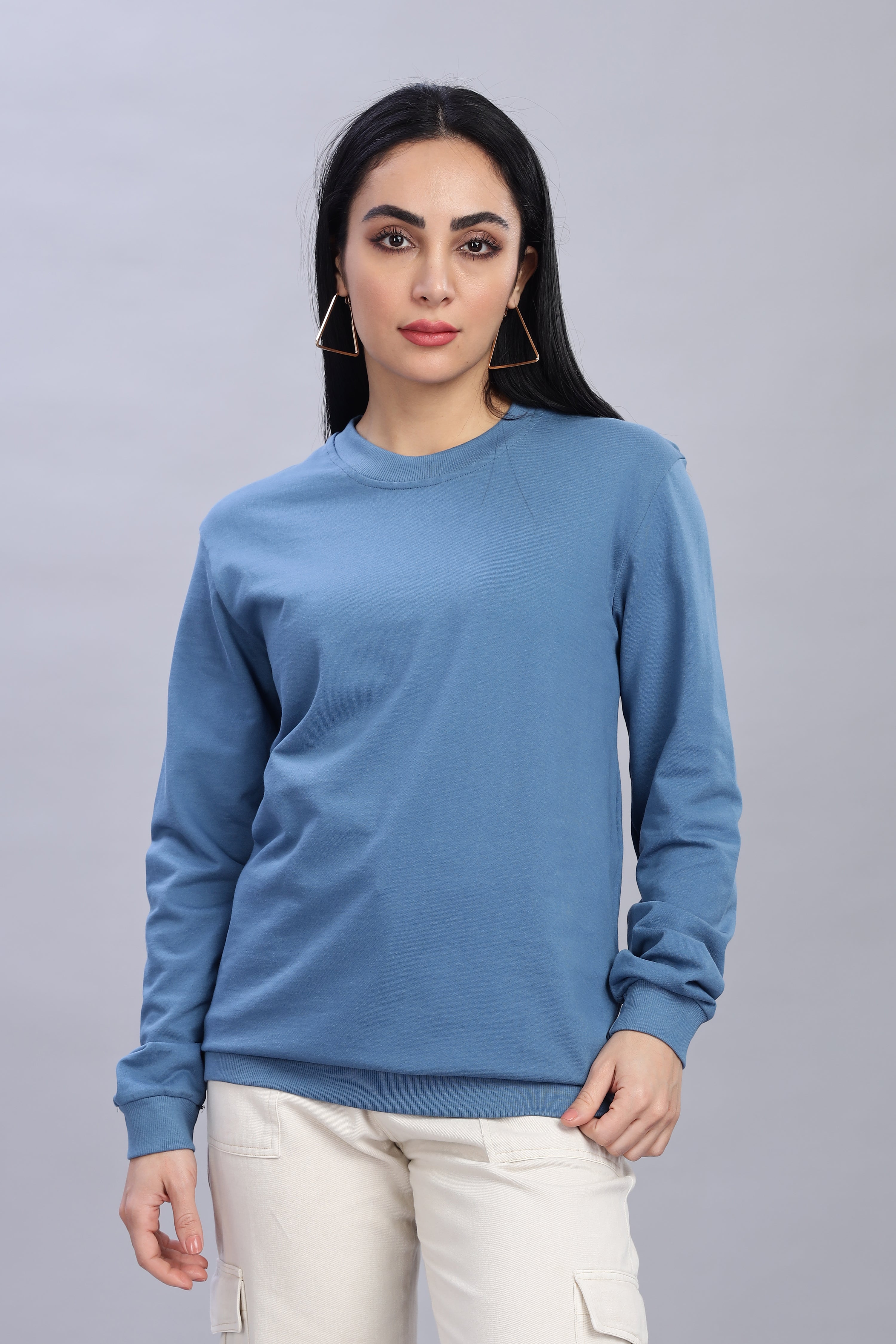 English Blue Cotton Women’s Sweatshirt