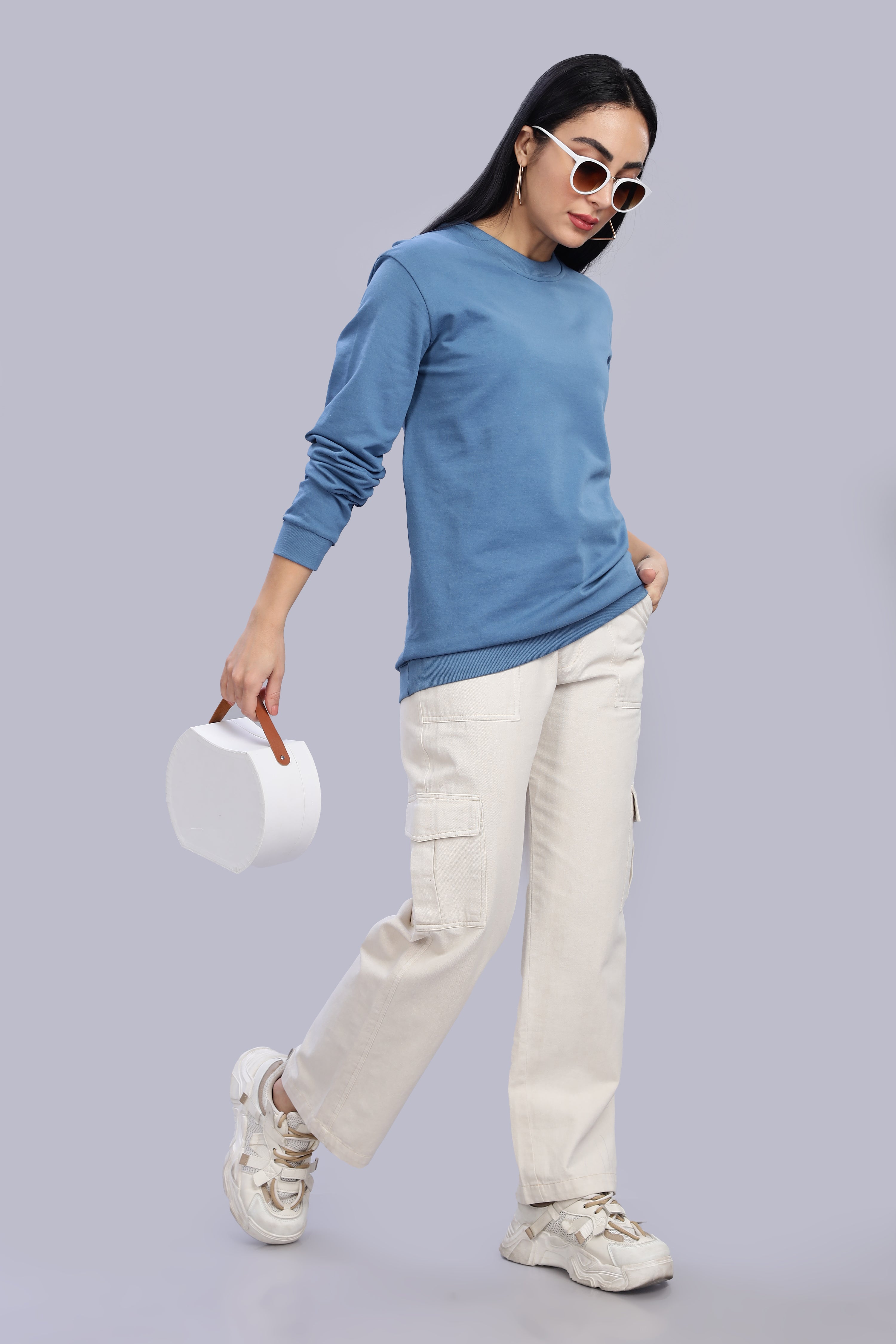 English Blue Cotton Women’s Sweatshirt