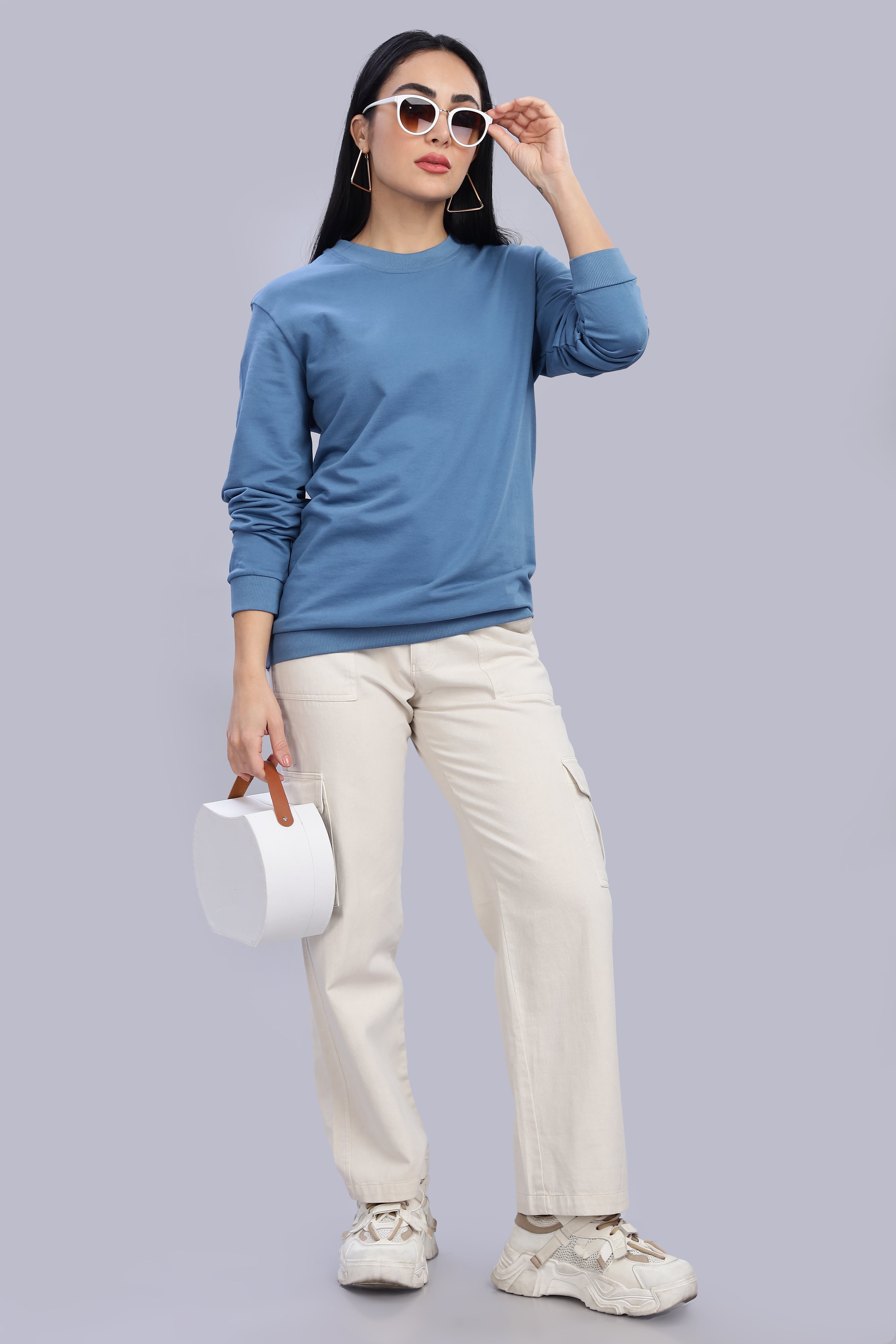 English Blue Cotton Women’s Sweatshirt