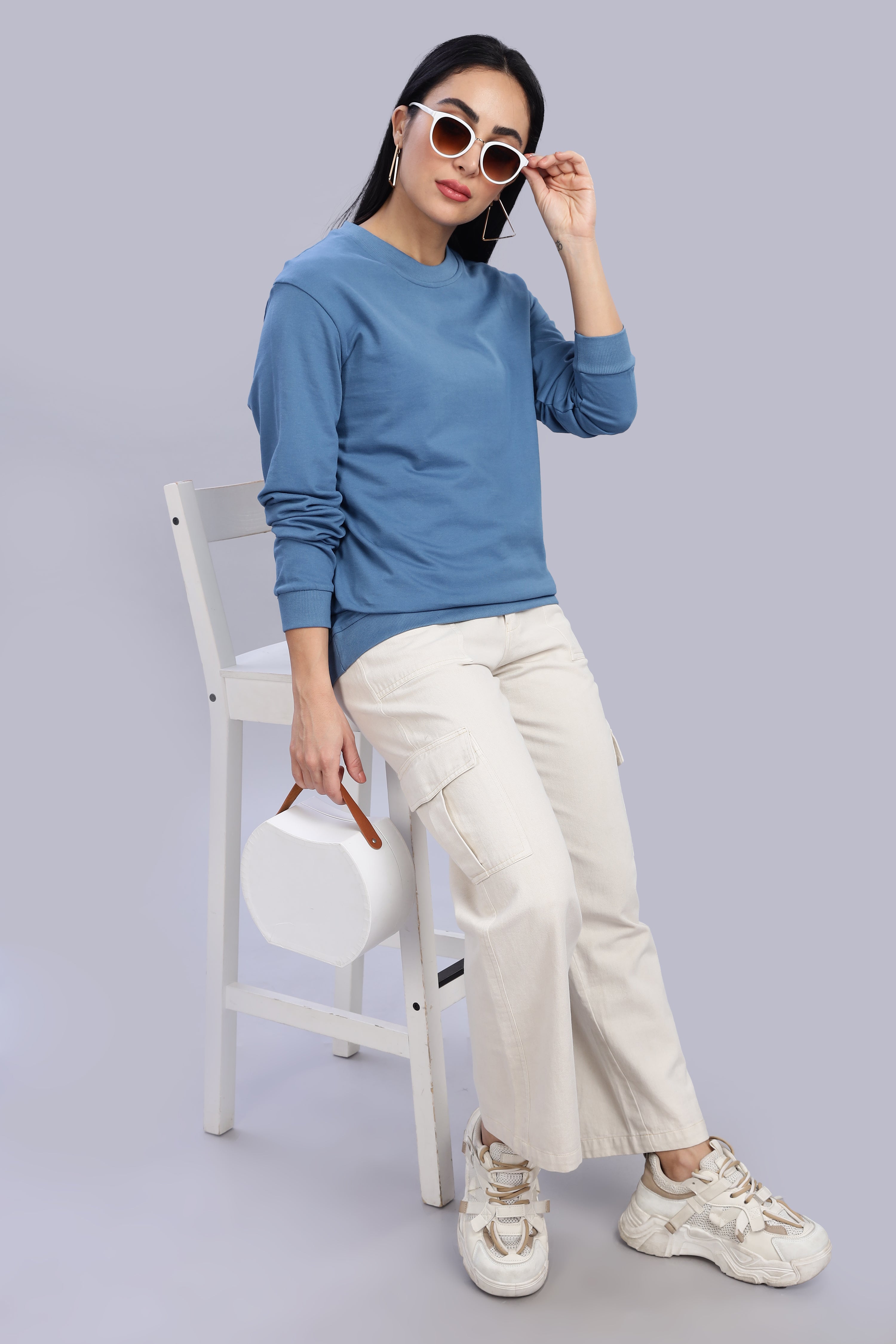 English Blue Cotton Women’s Sweatshirt