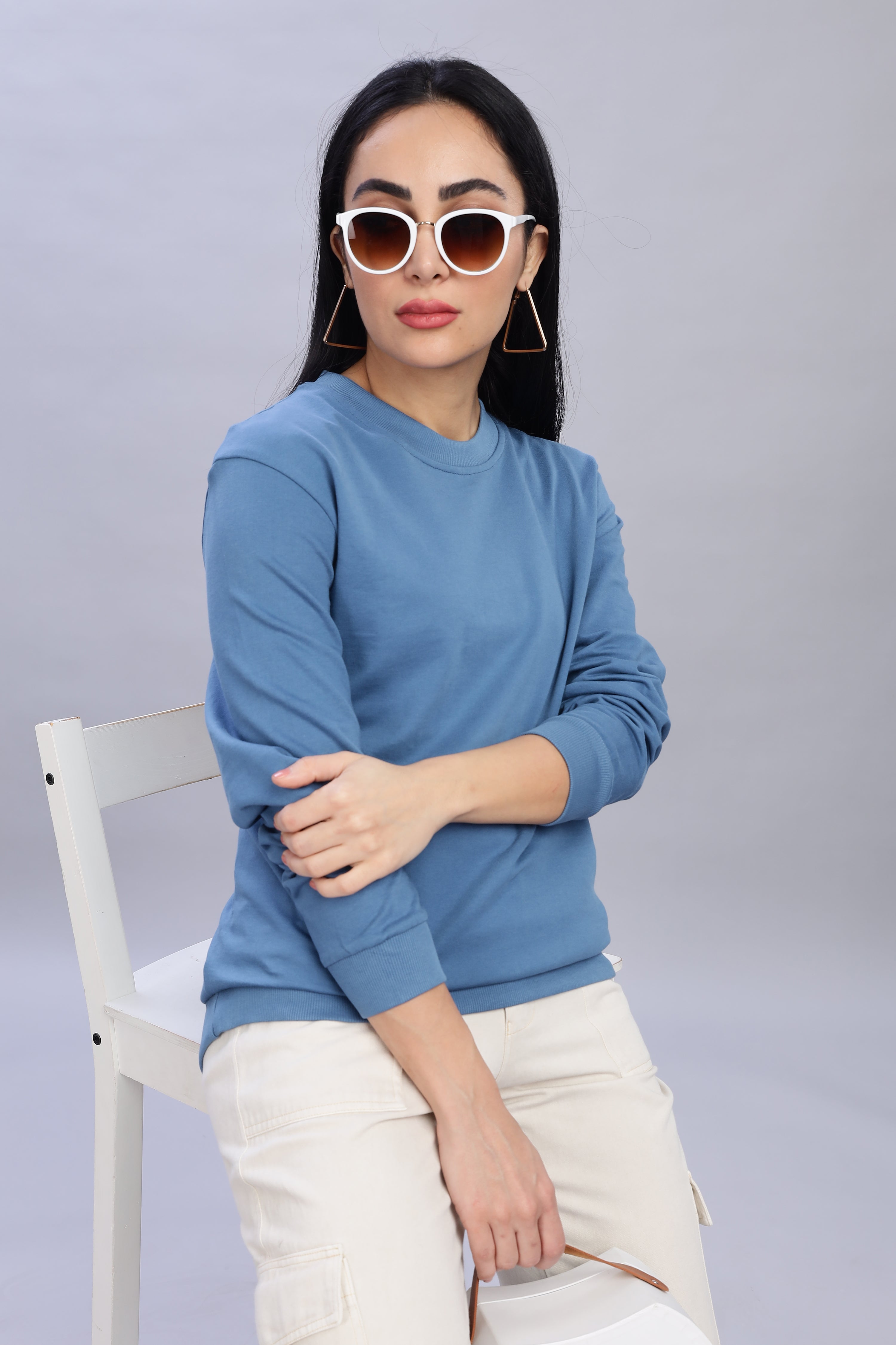 English Blue Cotton Women’s Sweatshirt