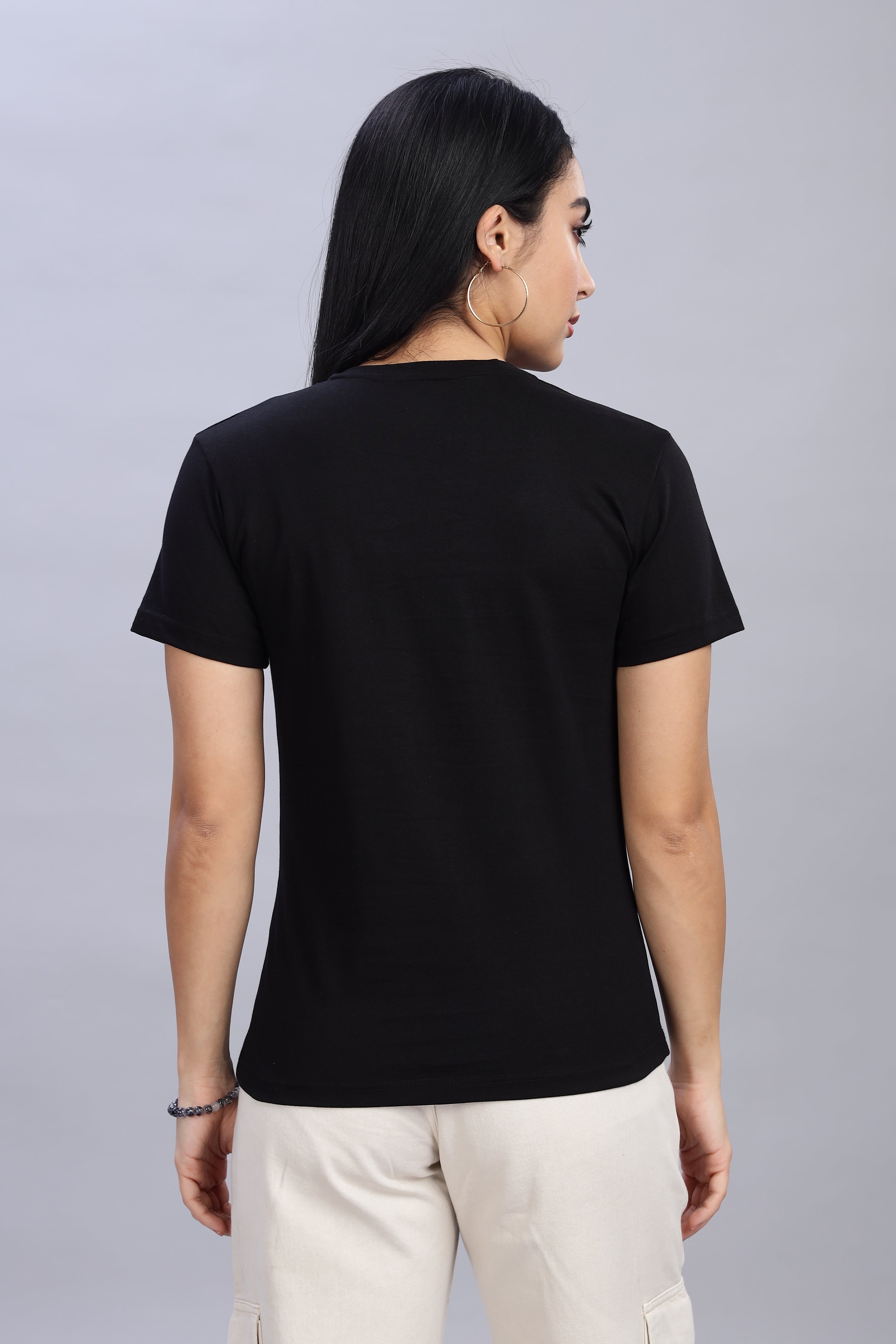Black Cotton Half Sleeve T-Shirt