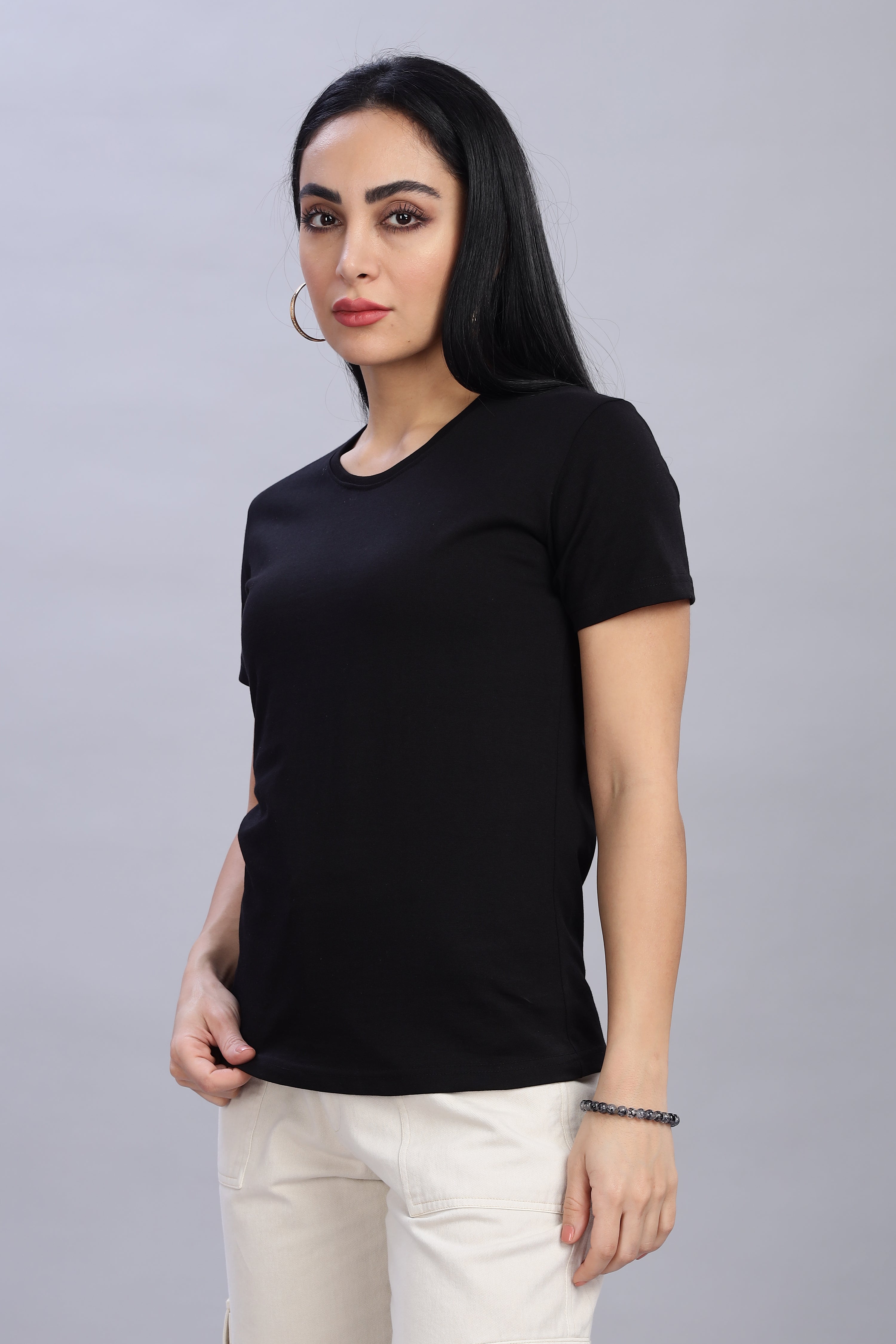Black Cotton Half Sleeve T-Shirt