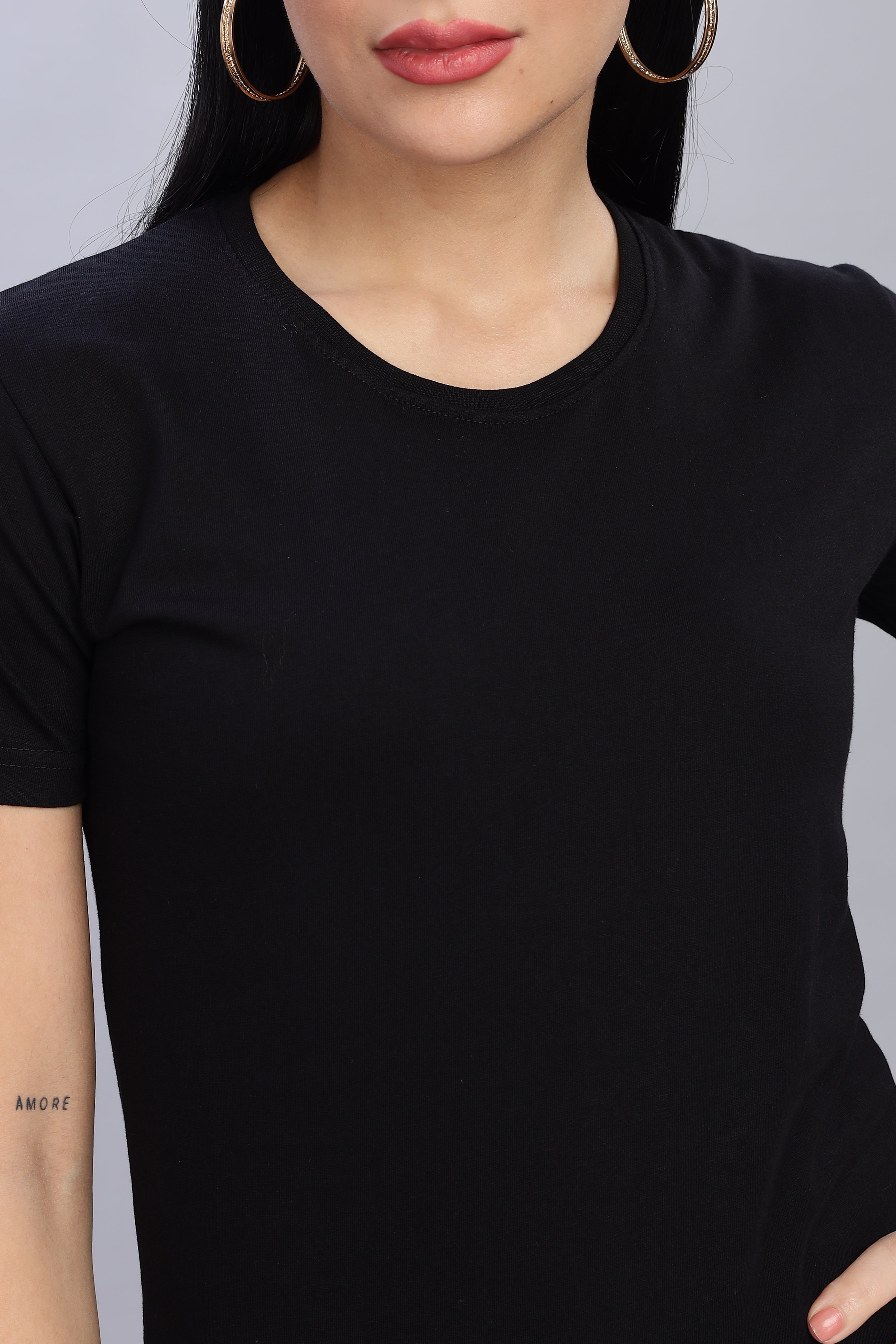 Black Cotton Half Sleeve T-Shirt