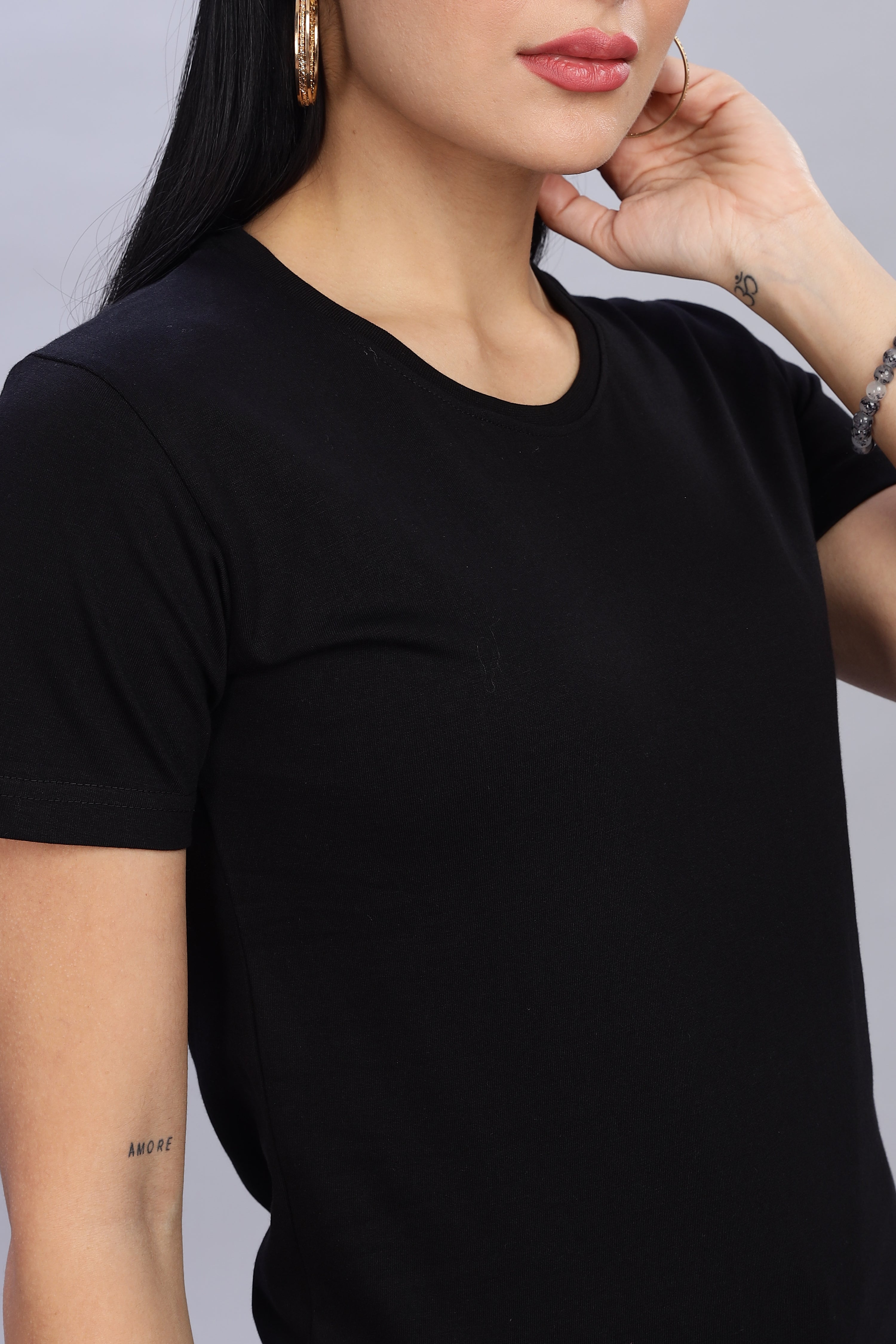 Black Cotton Half Sleeve T-Shirt