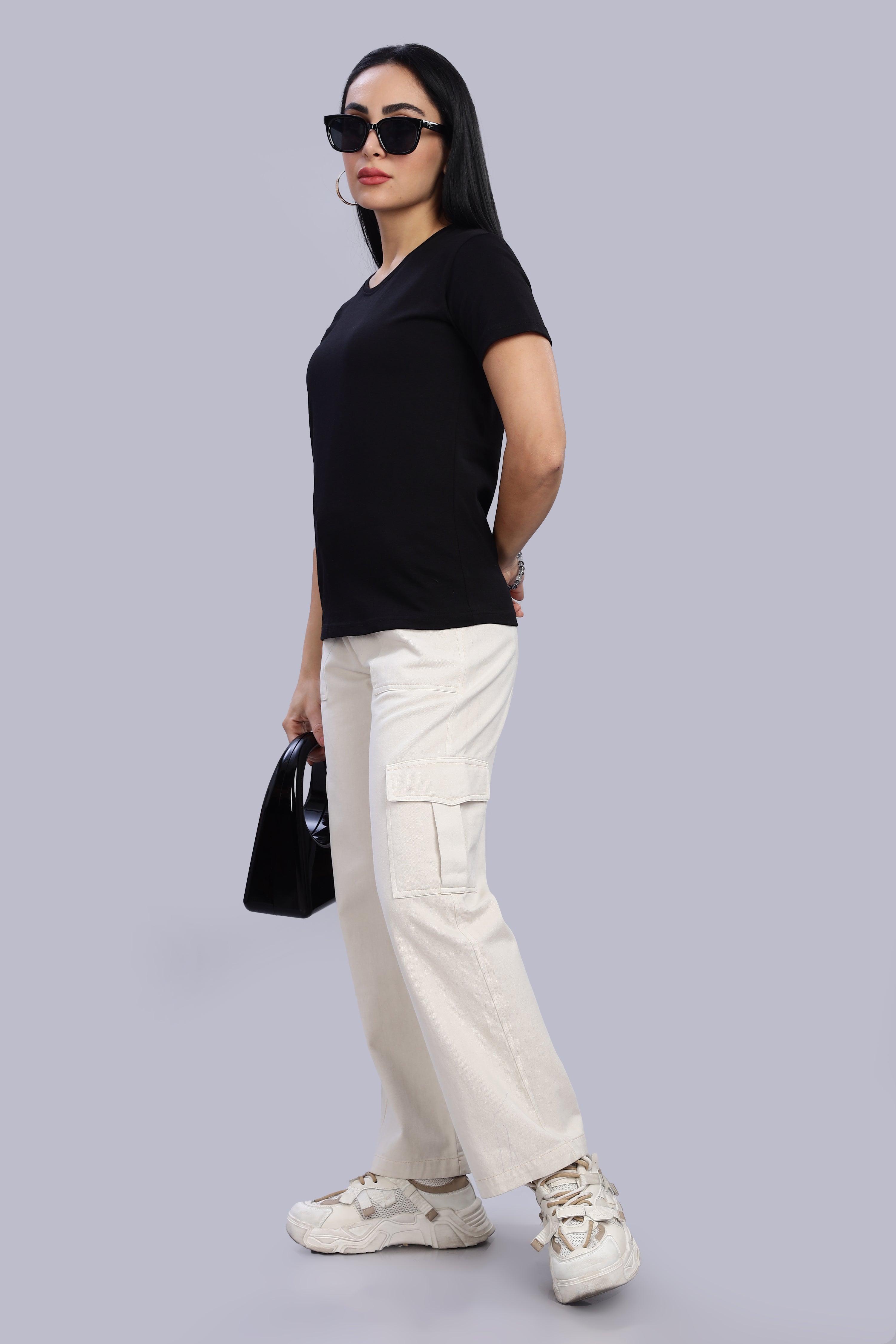 Black Cotton Half Sleeve T-Shirt