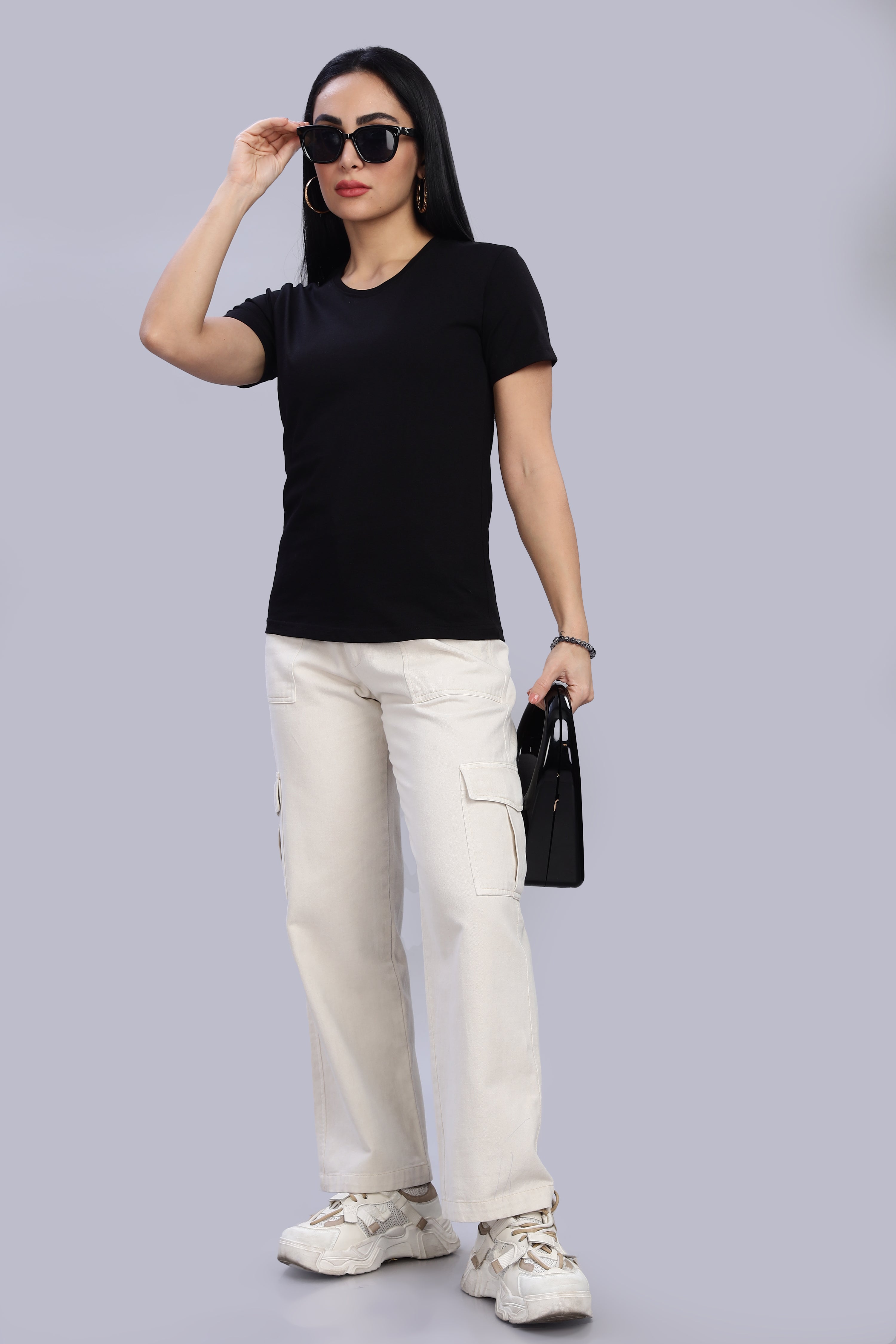 Black Cotton Half Sleeve T-Shirt