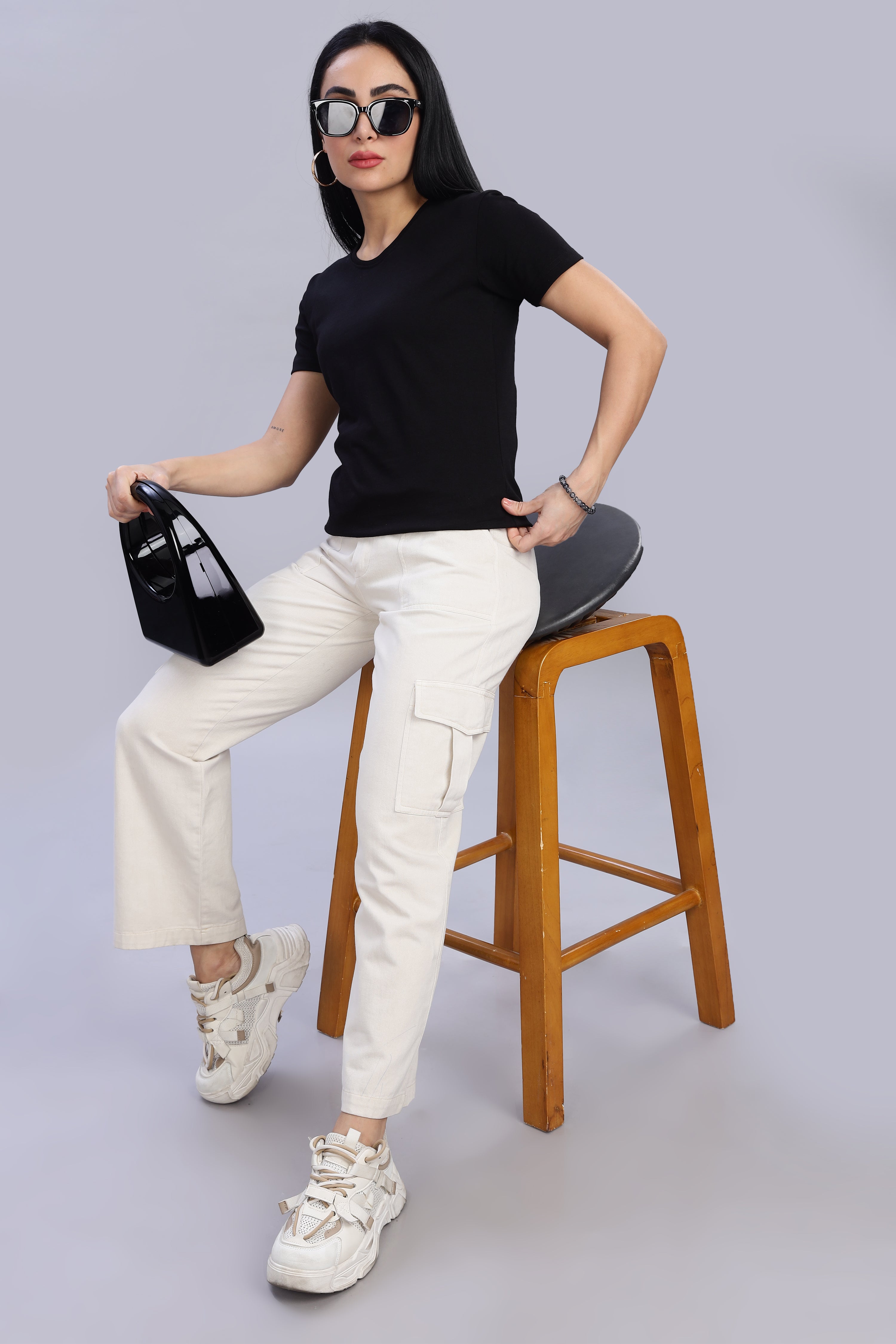Black Cotton Half Sleeve T-Shirt