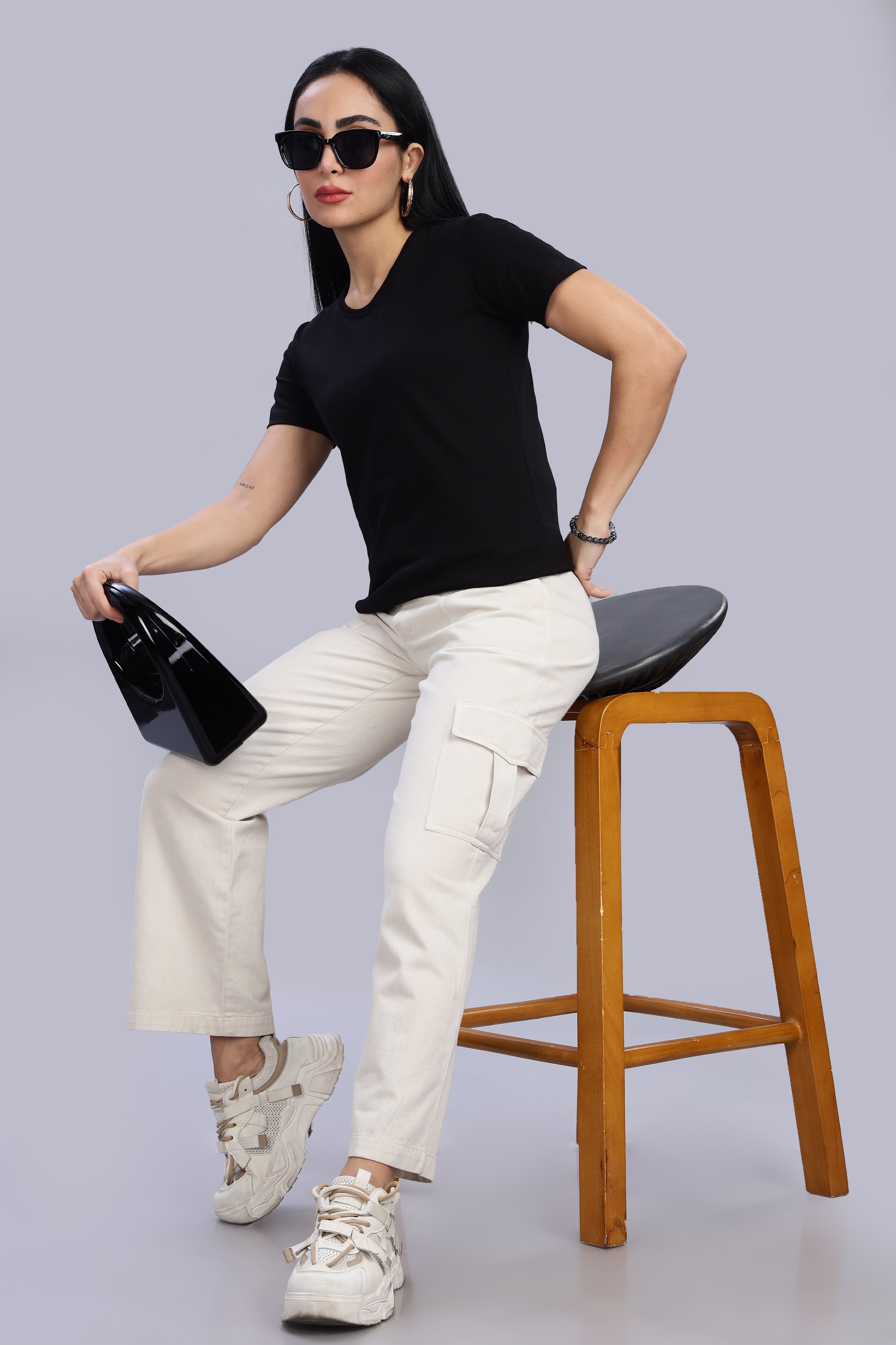 Black Cotton Half Sleeve T-Shirt