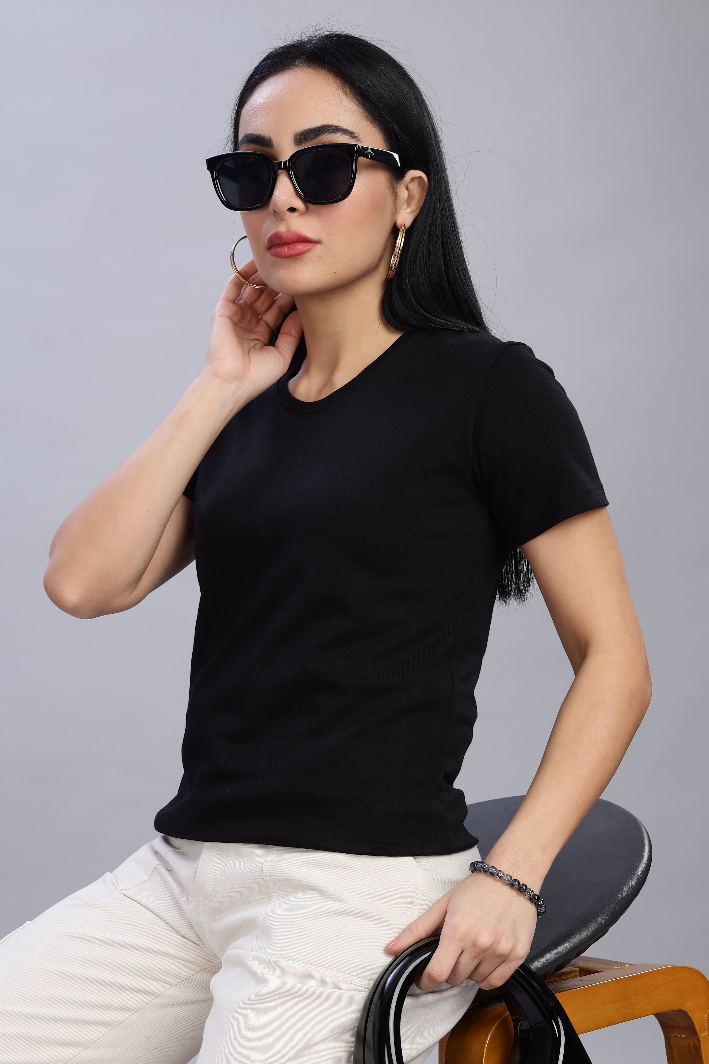 Black Cotton Half Sleeve T-Shirt