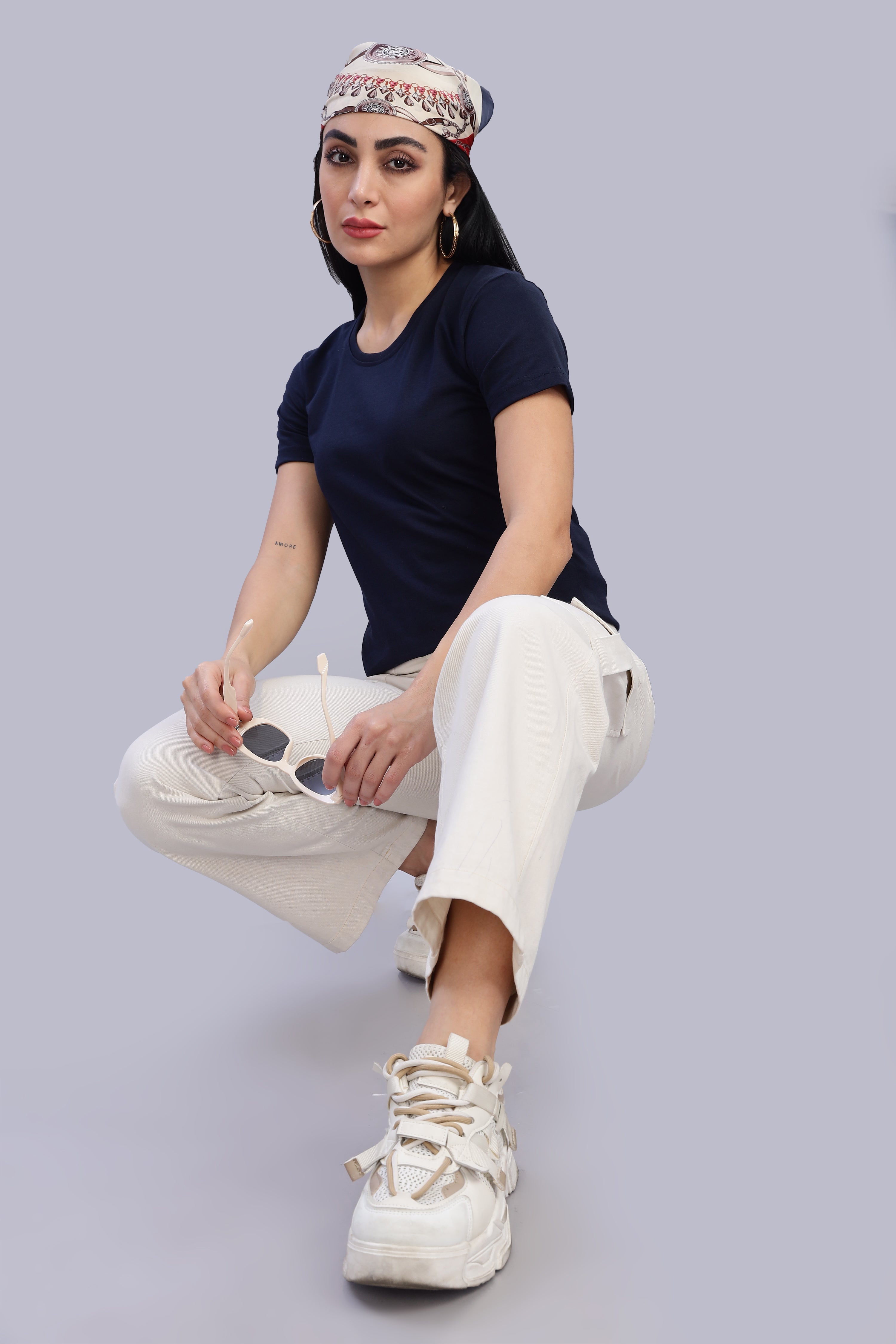 Navy Blue Cotton Half Sleeve T-Shirt