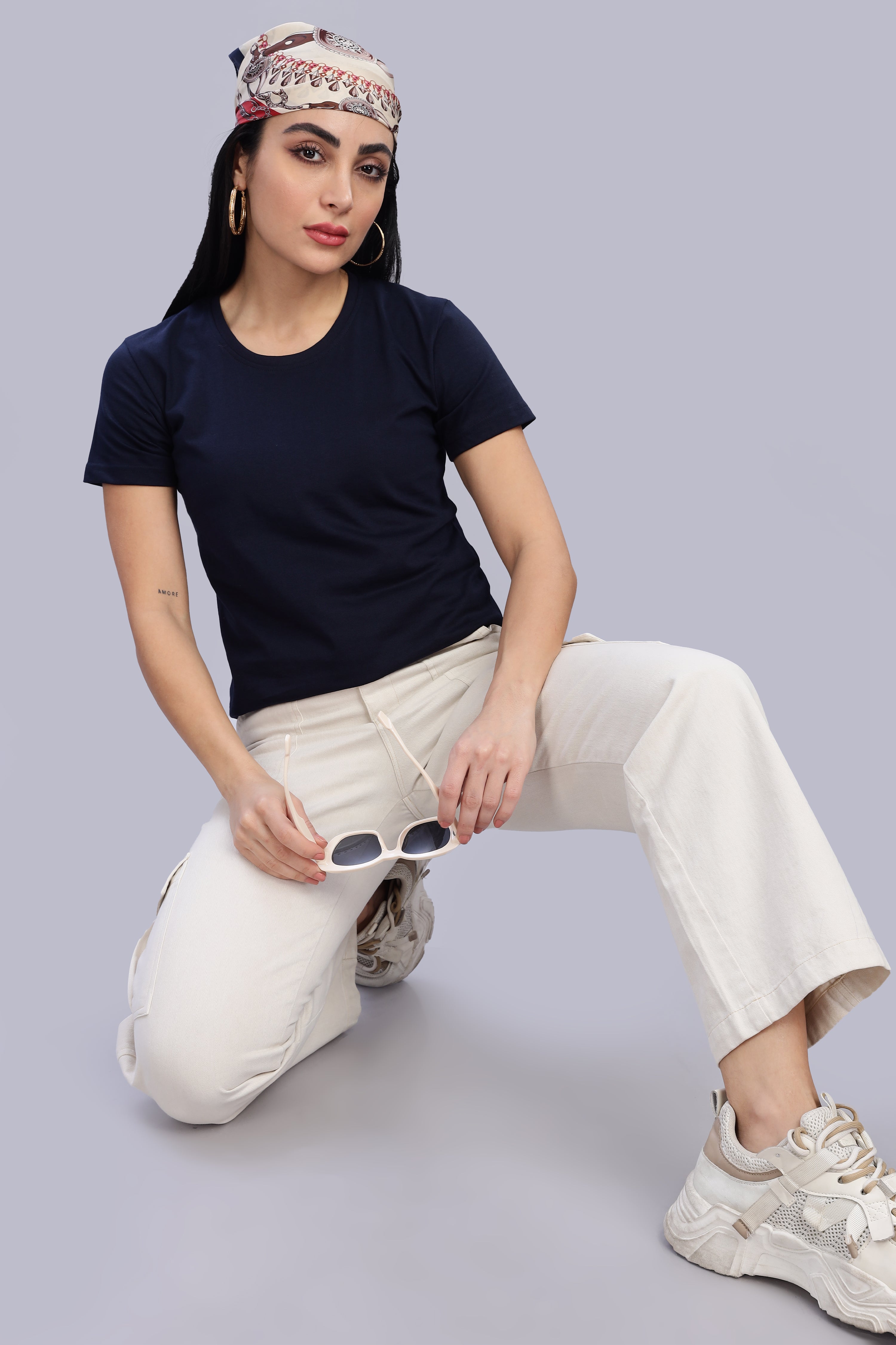 Navy Blue Cotton Half Sleeve T-Shirt