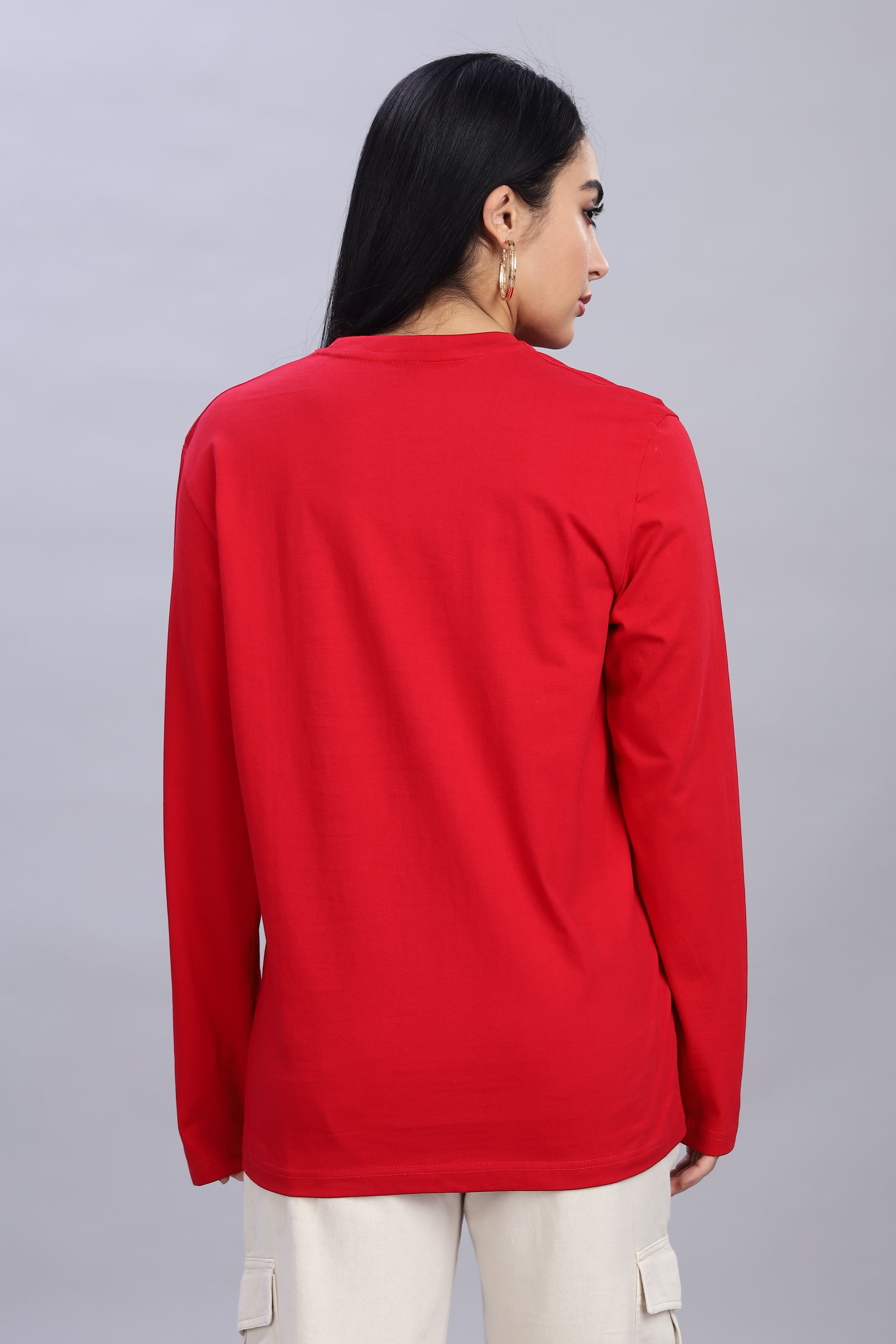 Classic Red Long Sleeve Crew Neck T-Shirt