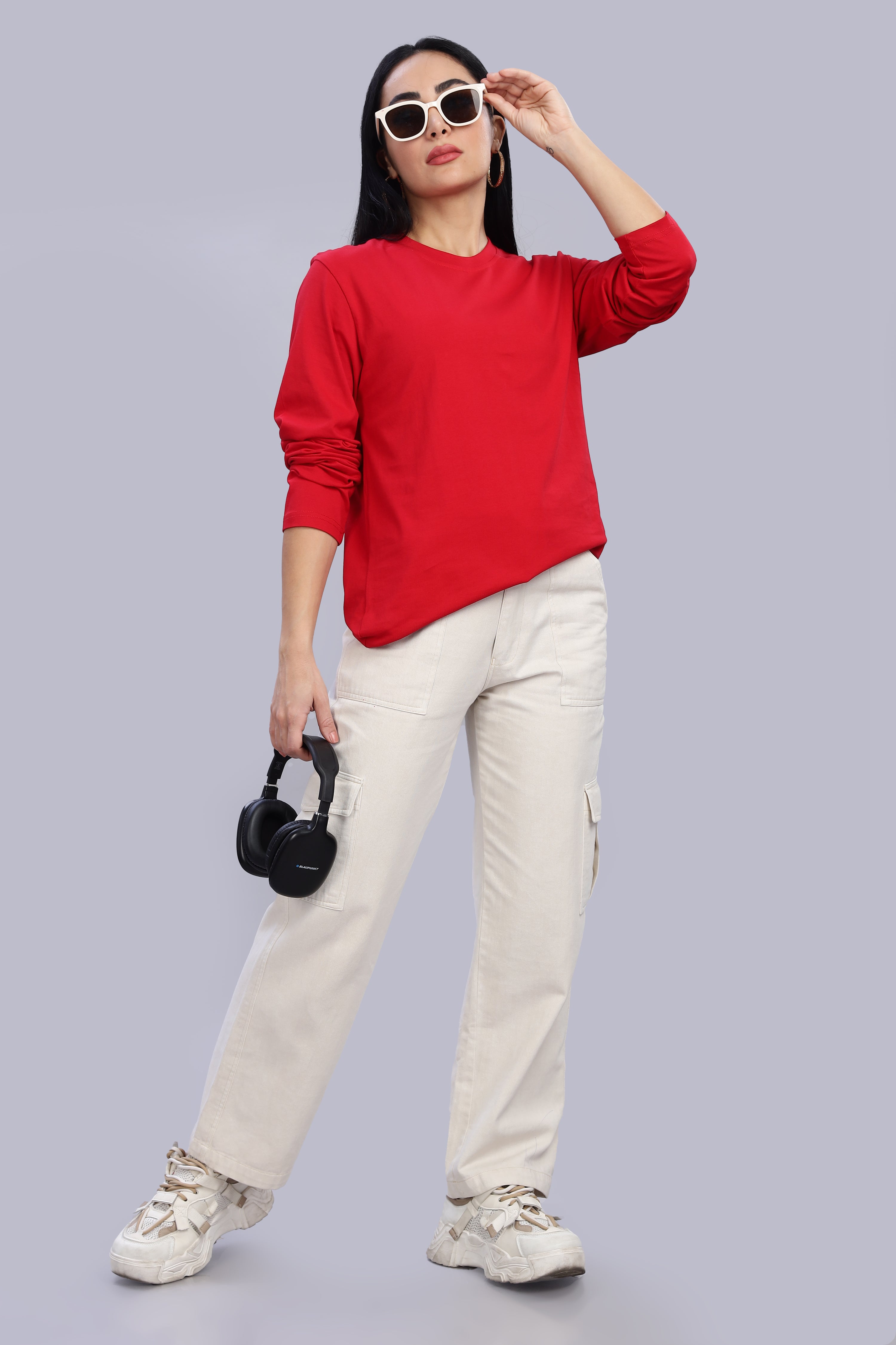 Classic Red Long Sleeve Crew Neck T-Shirt
