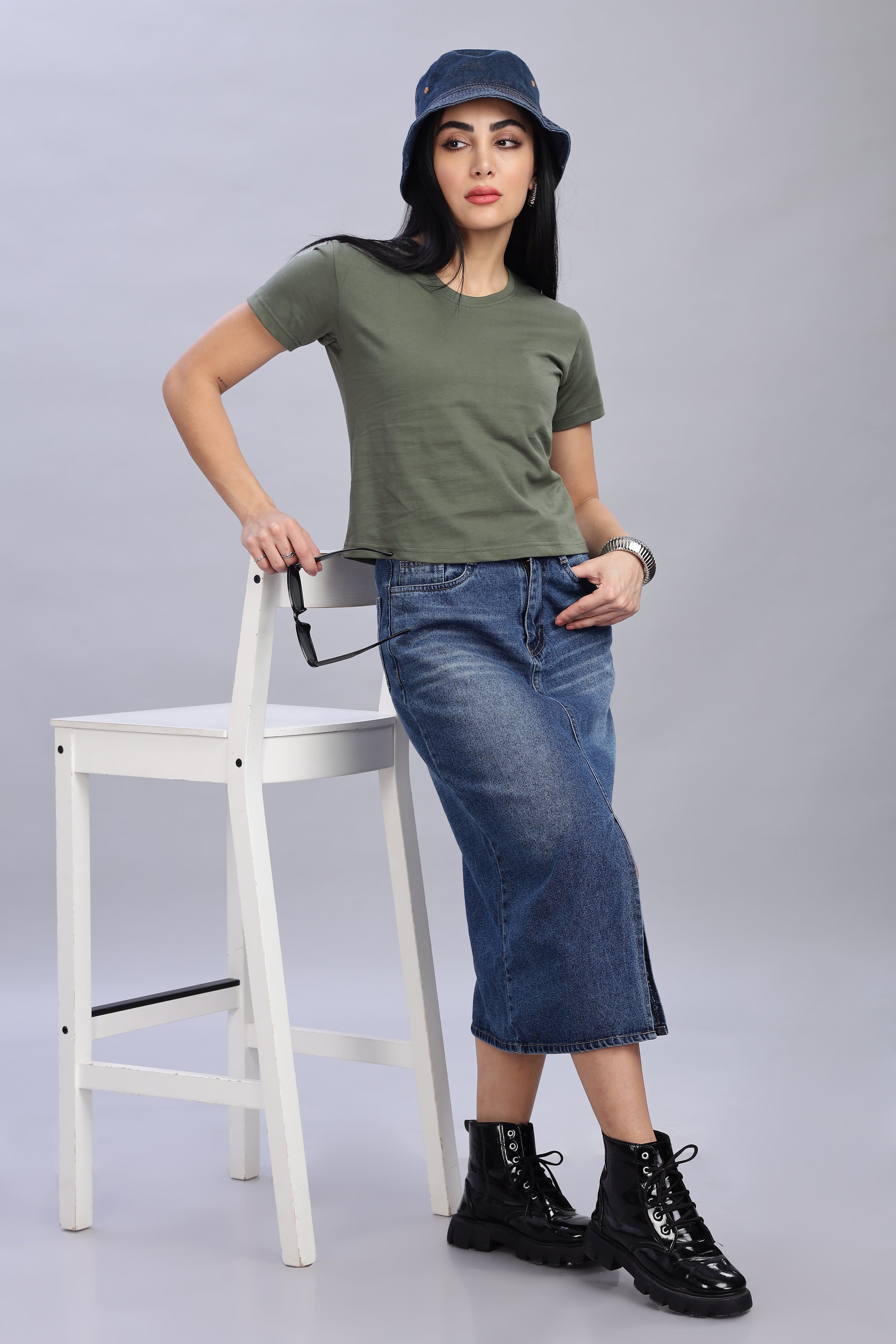 Olive Green Crop Top